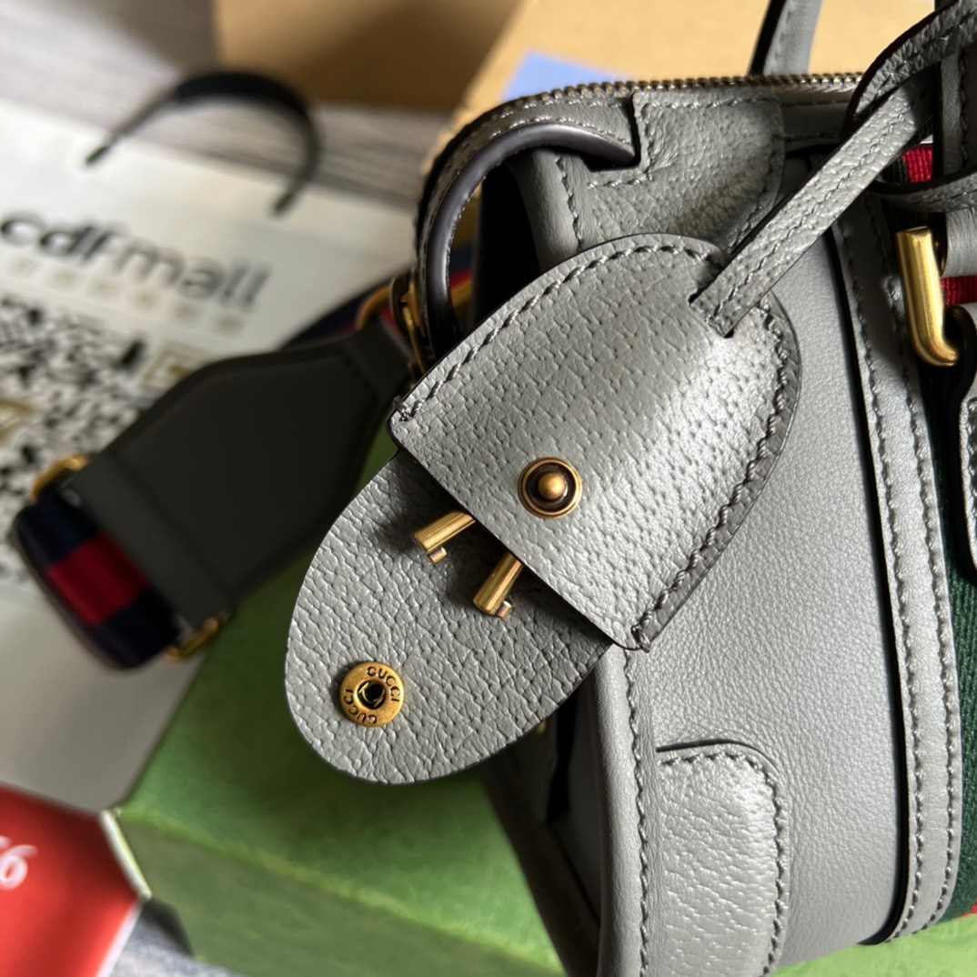 Gvc*1 Double G-Detailed Smooth Mini Handbag White/Grey/Brown For Men 8.6 in/ 22 cm