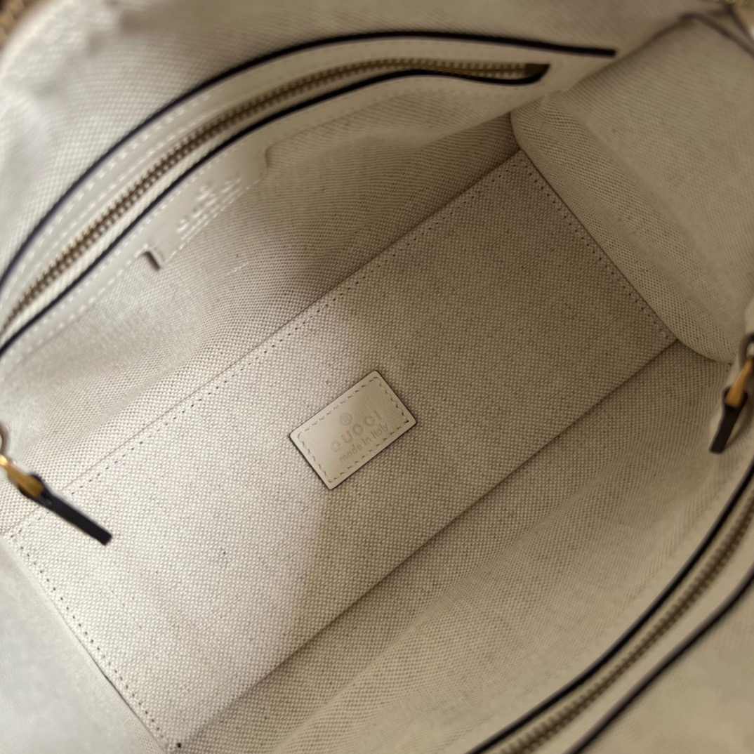 Gvc*1 Double G-Detailed Smooth Mini Handbag White/Grey/Brown For Men 8.6 in/ 22 cm