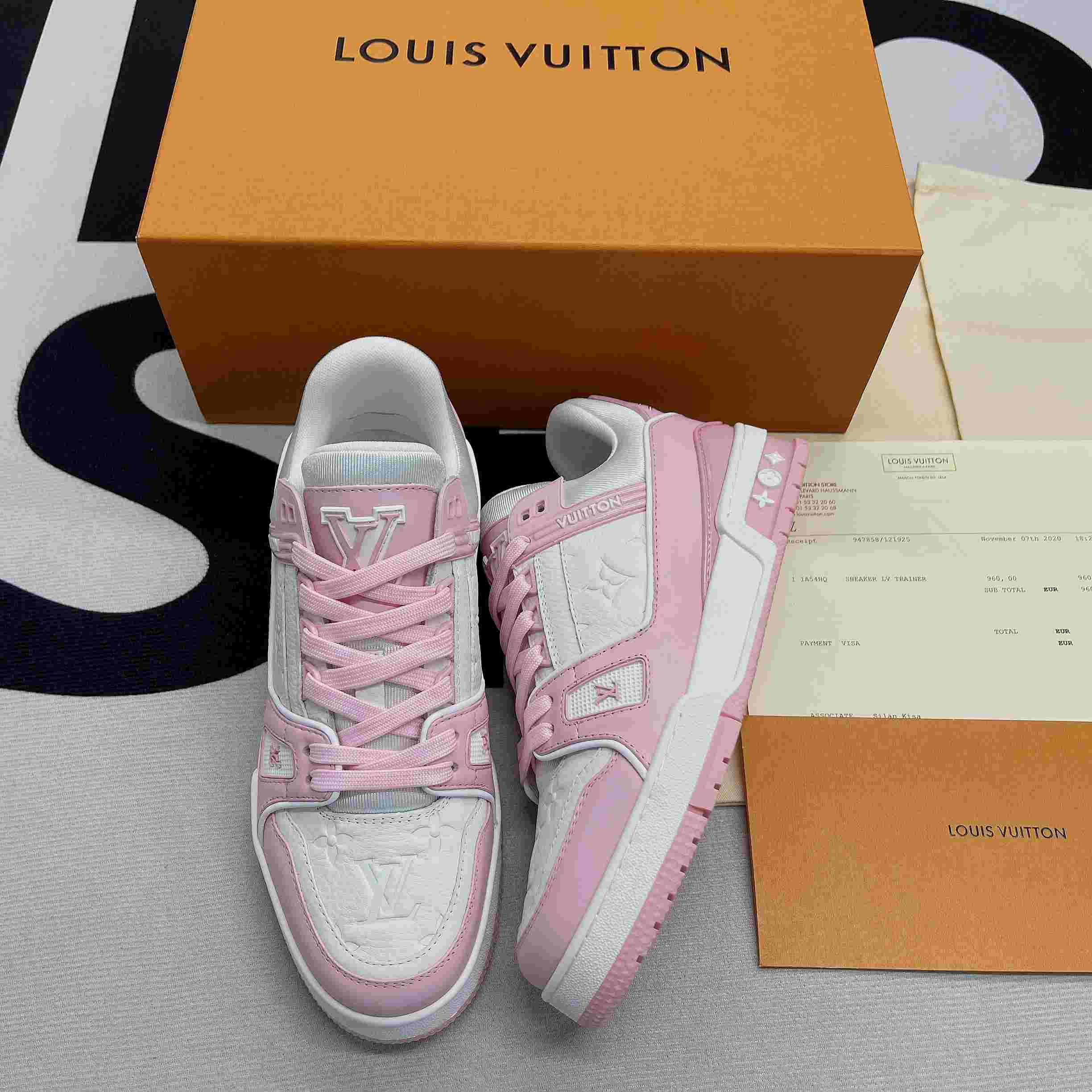 L0vis Vvtt0n LV Trainer Sneaker Pink For Men 1ABOEI