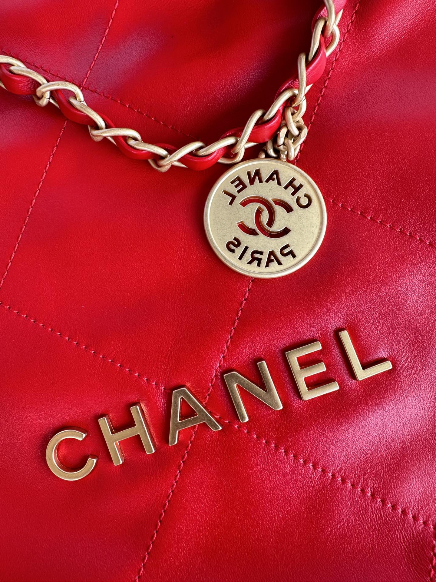 [True-to-ORIGINAL] Ch**el 22 Handbag Red For Women 39cm / 15.3in AS3261