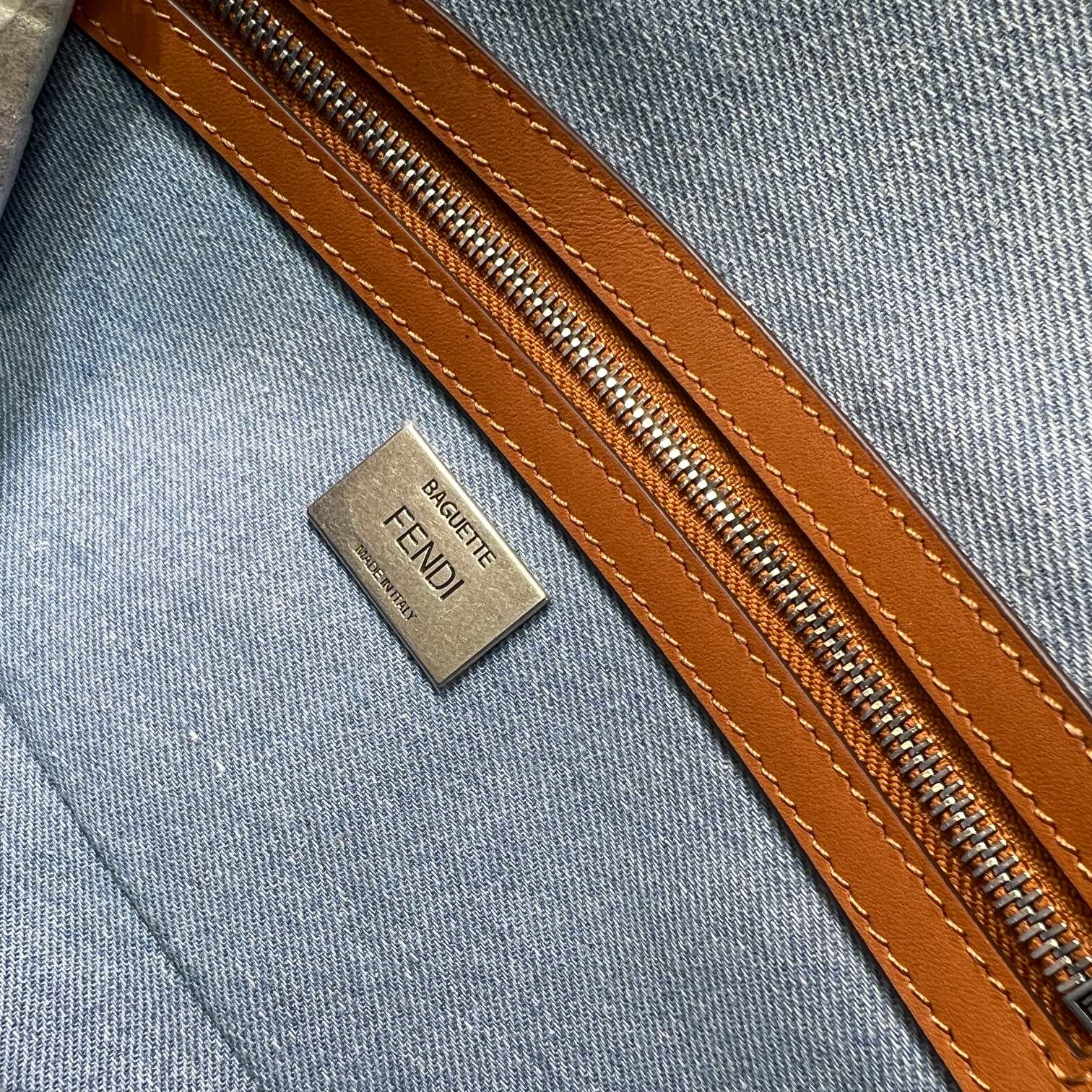 F**di Denim Bag With FF Embroidery Blue For Women 26cm / 10.2in