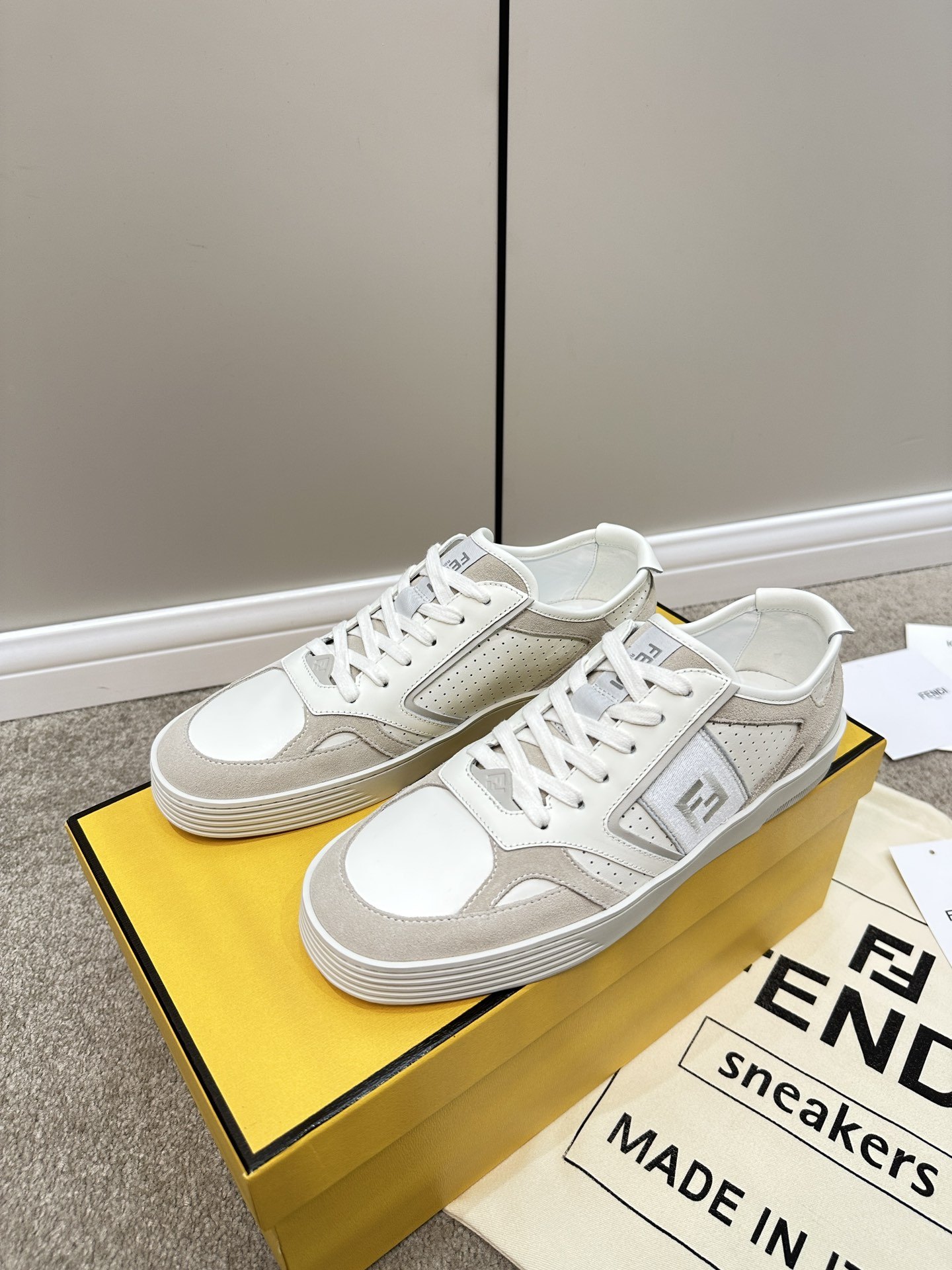 F**di Lace-Up Sneakers Cream For Women