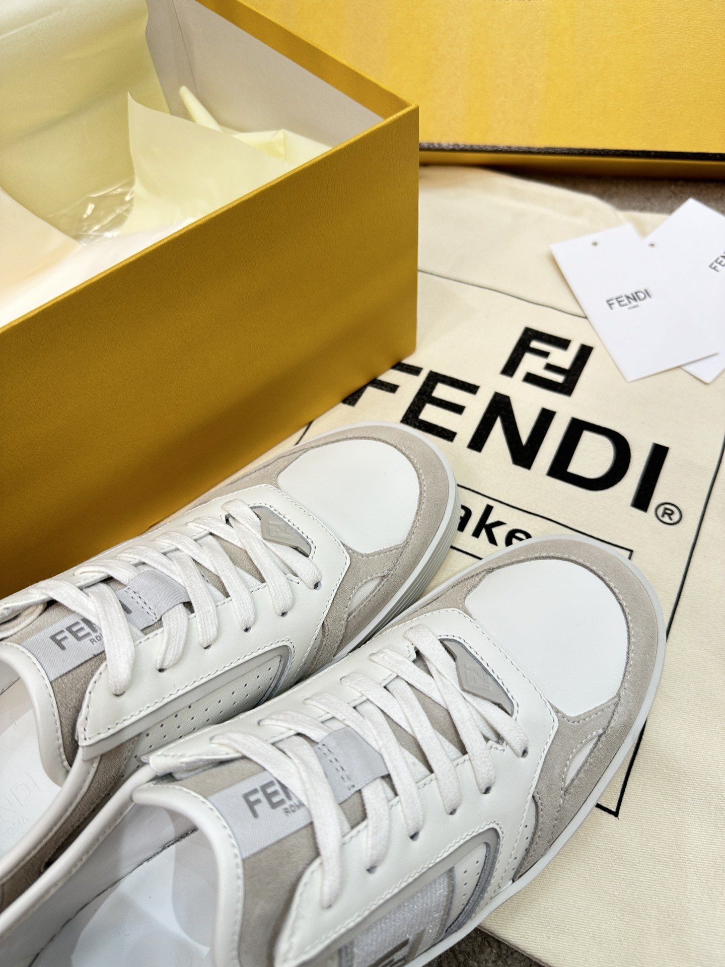 F**di Lace-Up Sneakers Cream For Women