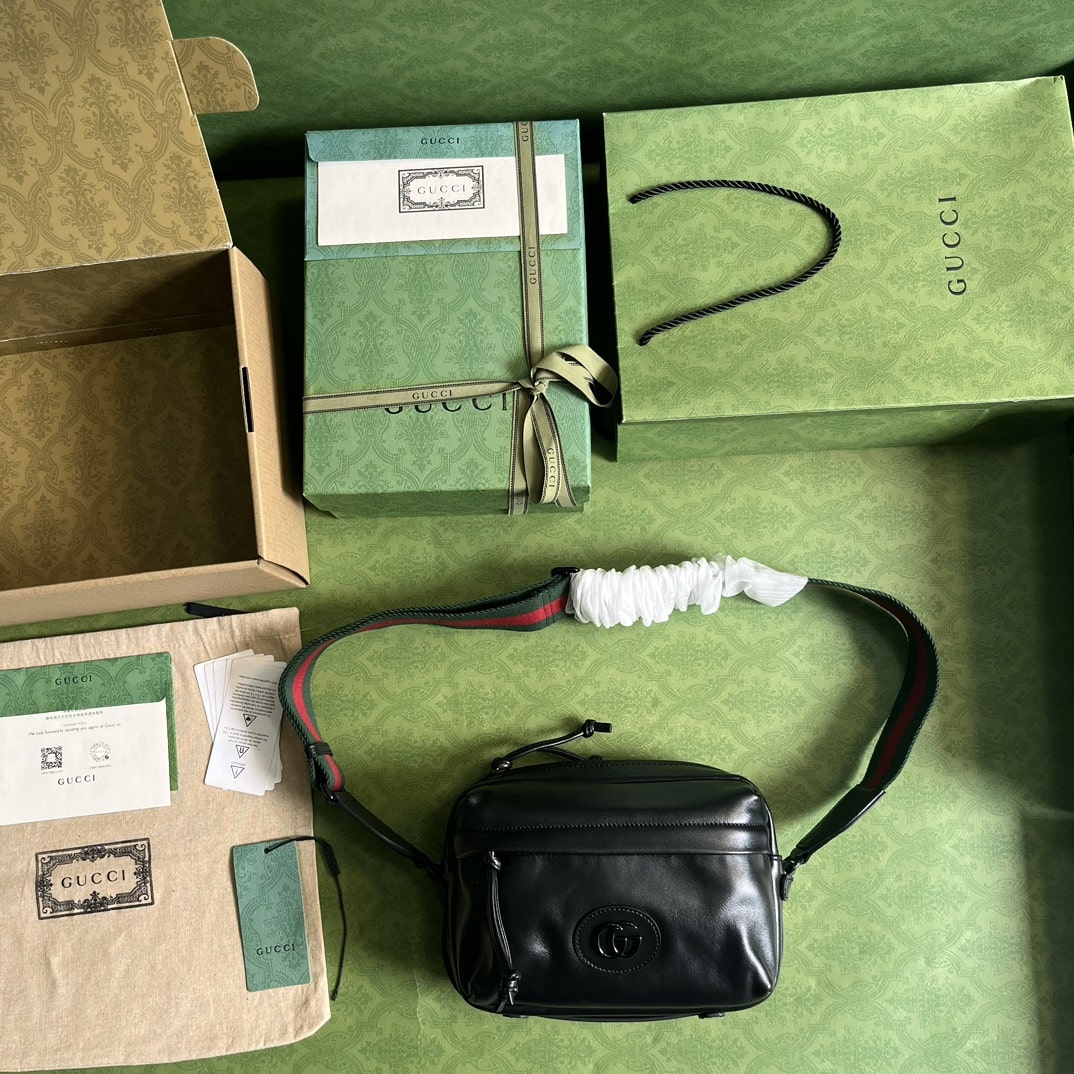 Gvc*1 Shoulder Tonal Double G Bag Green Khaki/Black For Men 23.3cm/9.2in 725696 AABDH 3353