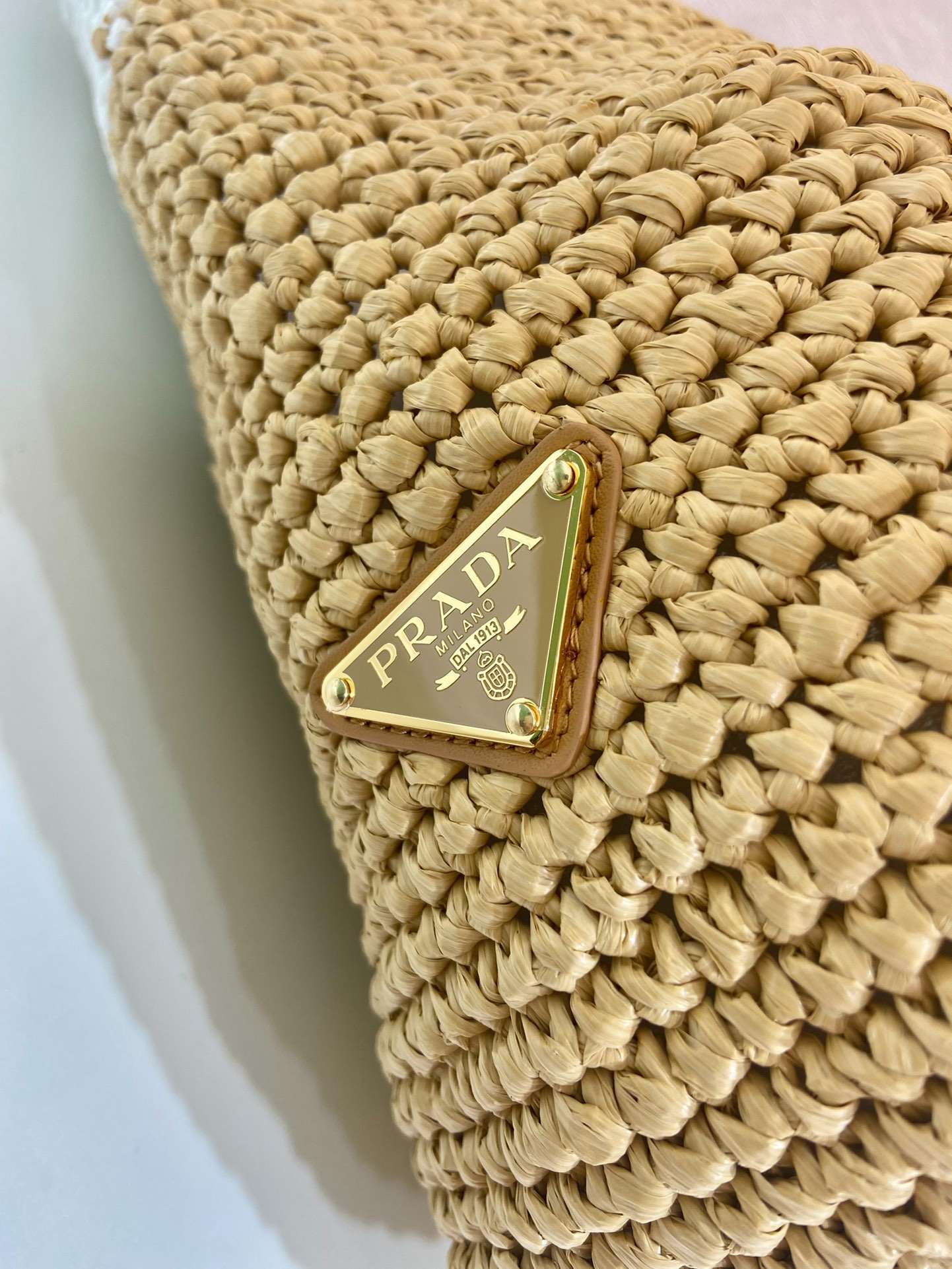 Pra*a Raffia Tote Bag Beige For Women 9.1in/23cm