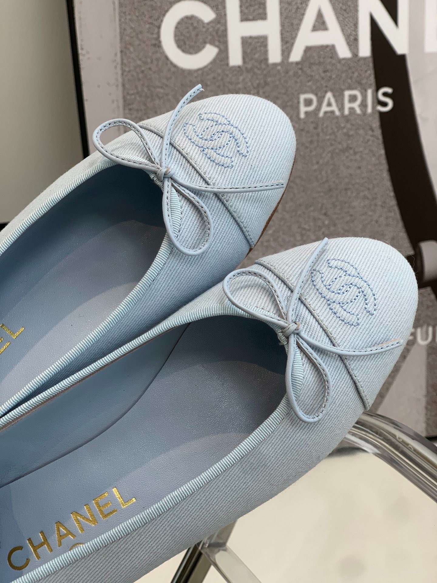 Ch**el Ballet Flats Light Blue For Women