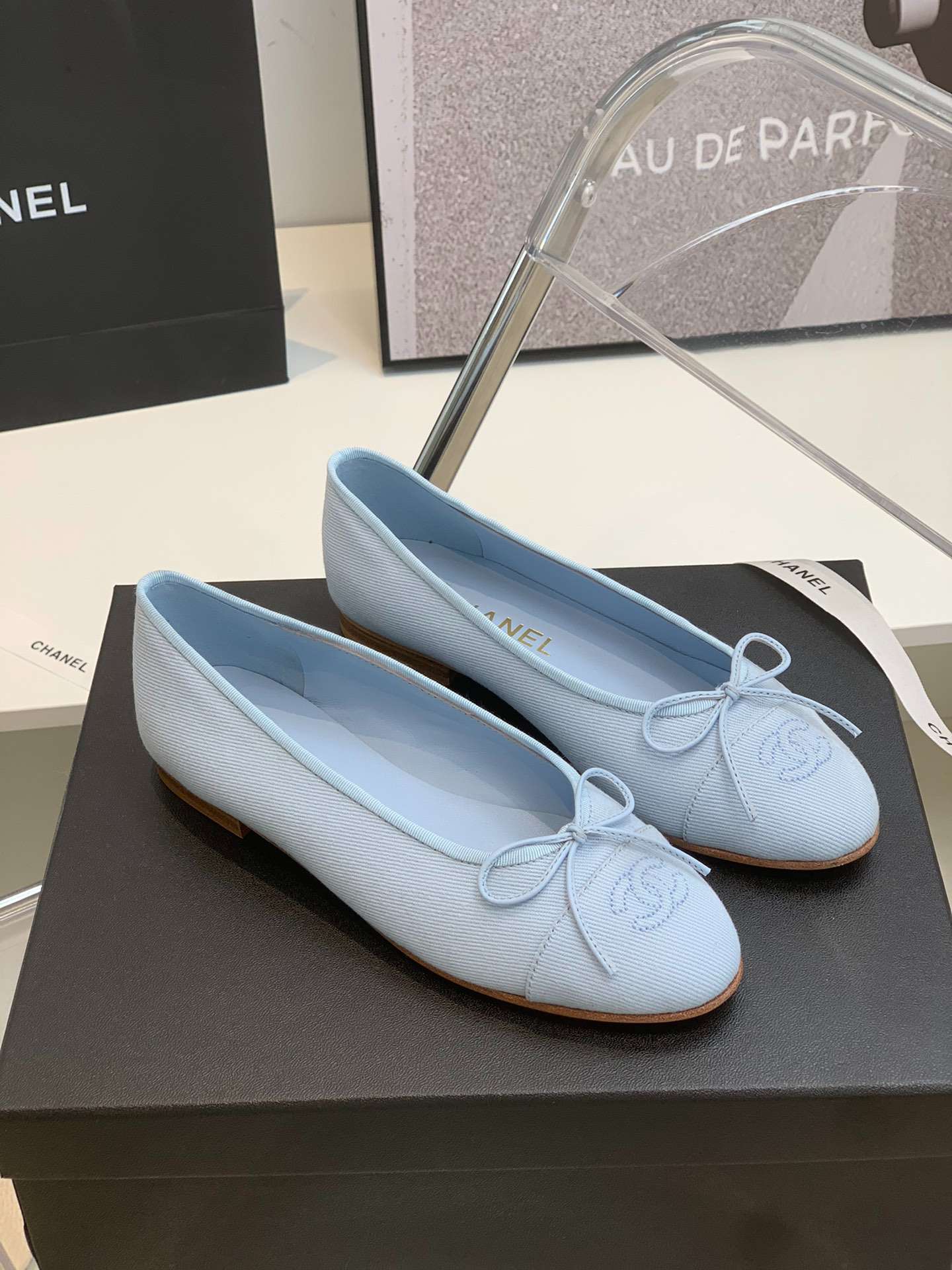 Ch**el Ballet Flats Light Blue For Women