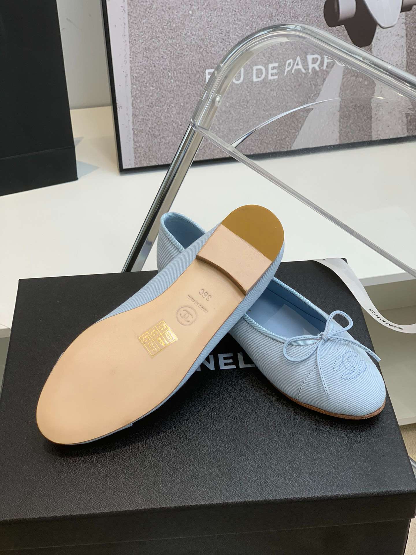 Ch**el Ballet Flats Light Blue For Women