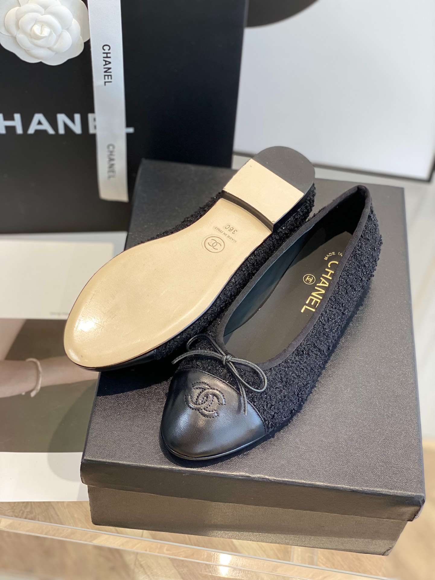 Ch**el Ballet Flats Black For Women