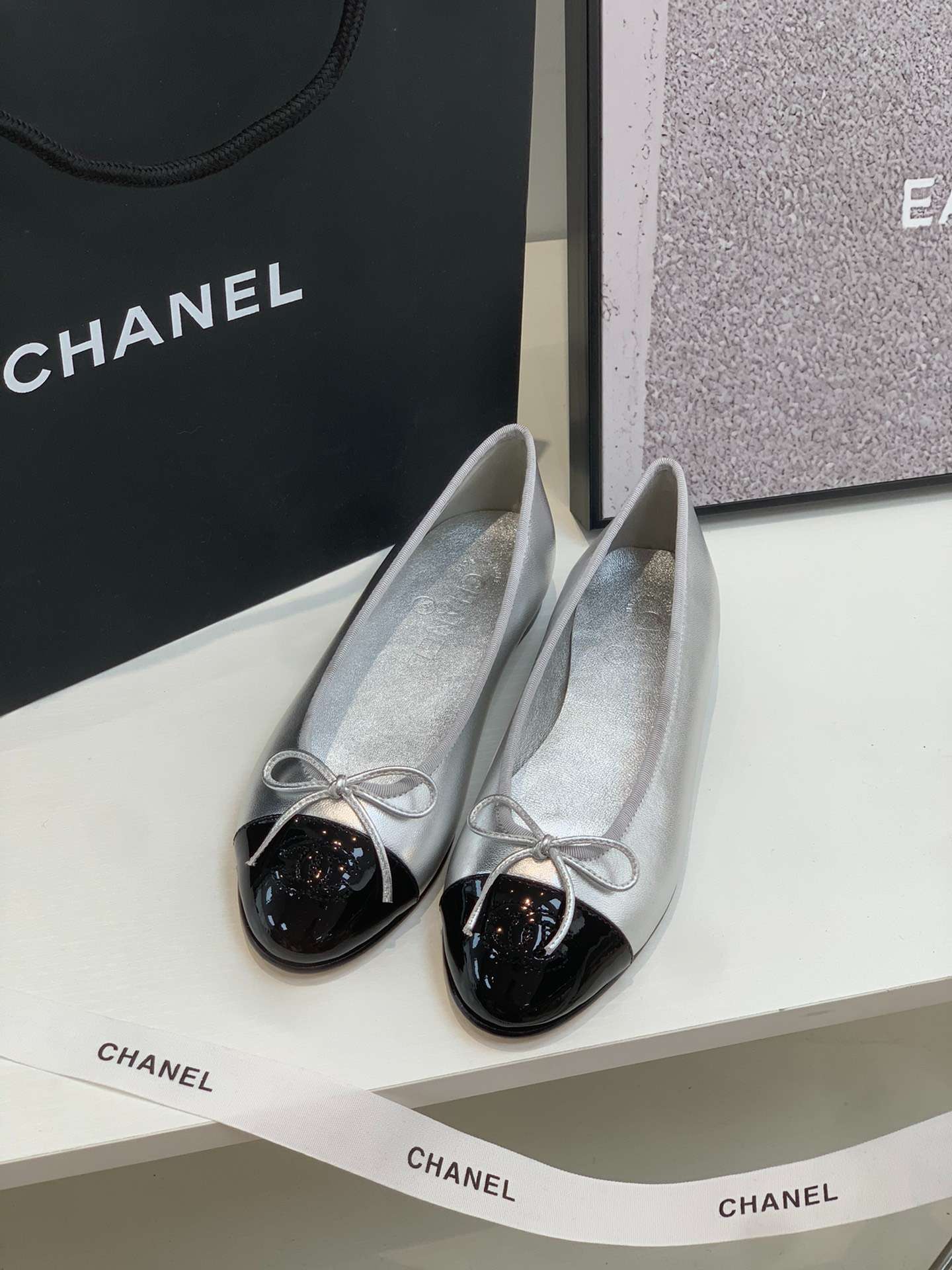 Ch**el Ballet Flats Silver For Women