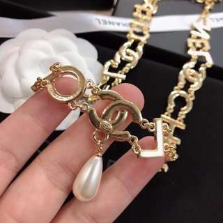 Ch**el CC Crystal Pearl Drop Earrings Gold For Women