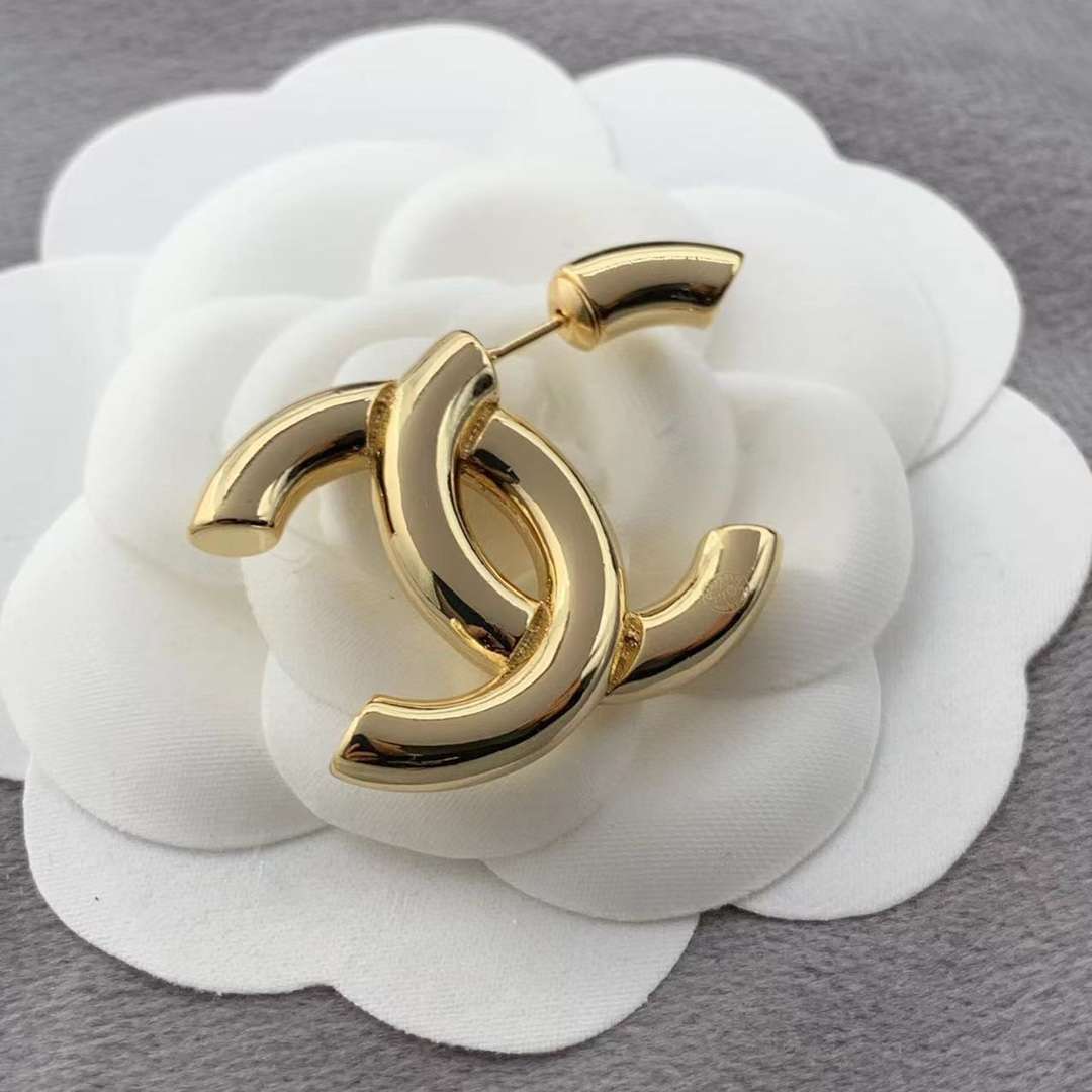 Ch**el Double C Earrings Gold For Women