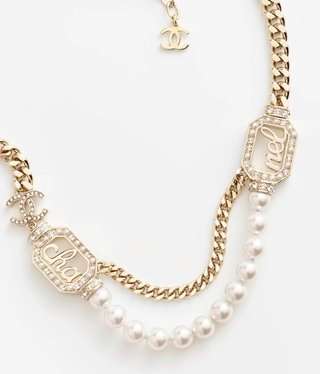 Ch**el Pearl Necklace Gold For Women