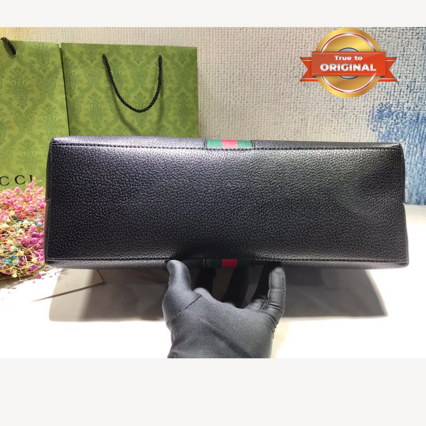 [True-to-ORIGINAL] Gvc*1 Ophidia Medium Tote Black For Women 15in/38cm GG 631685 CWG1A 1060