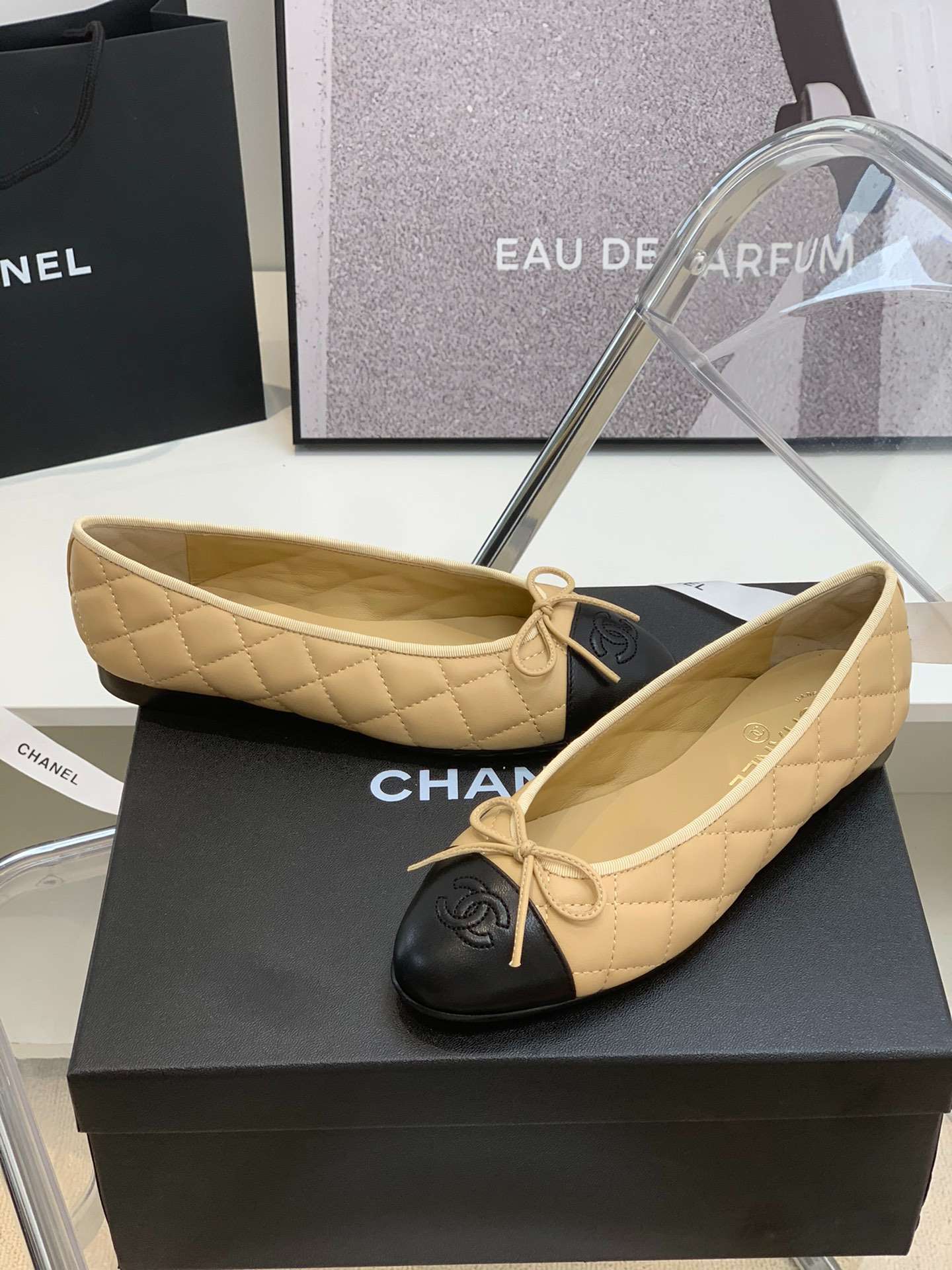 Ch**el Ballet Flats Beige For Women