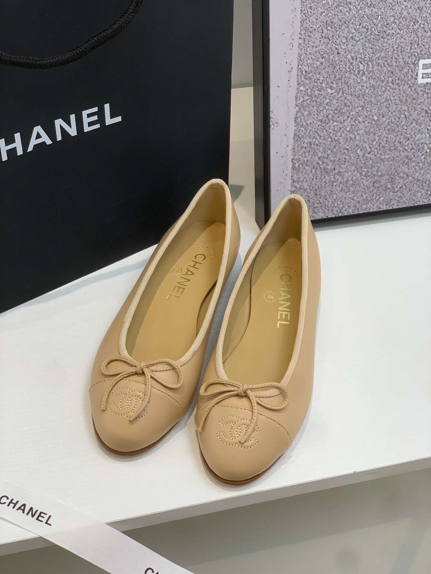 Ch**el Ballet Flats Cream For Women