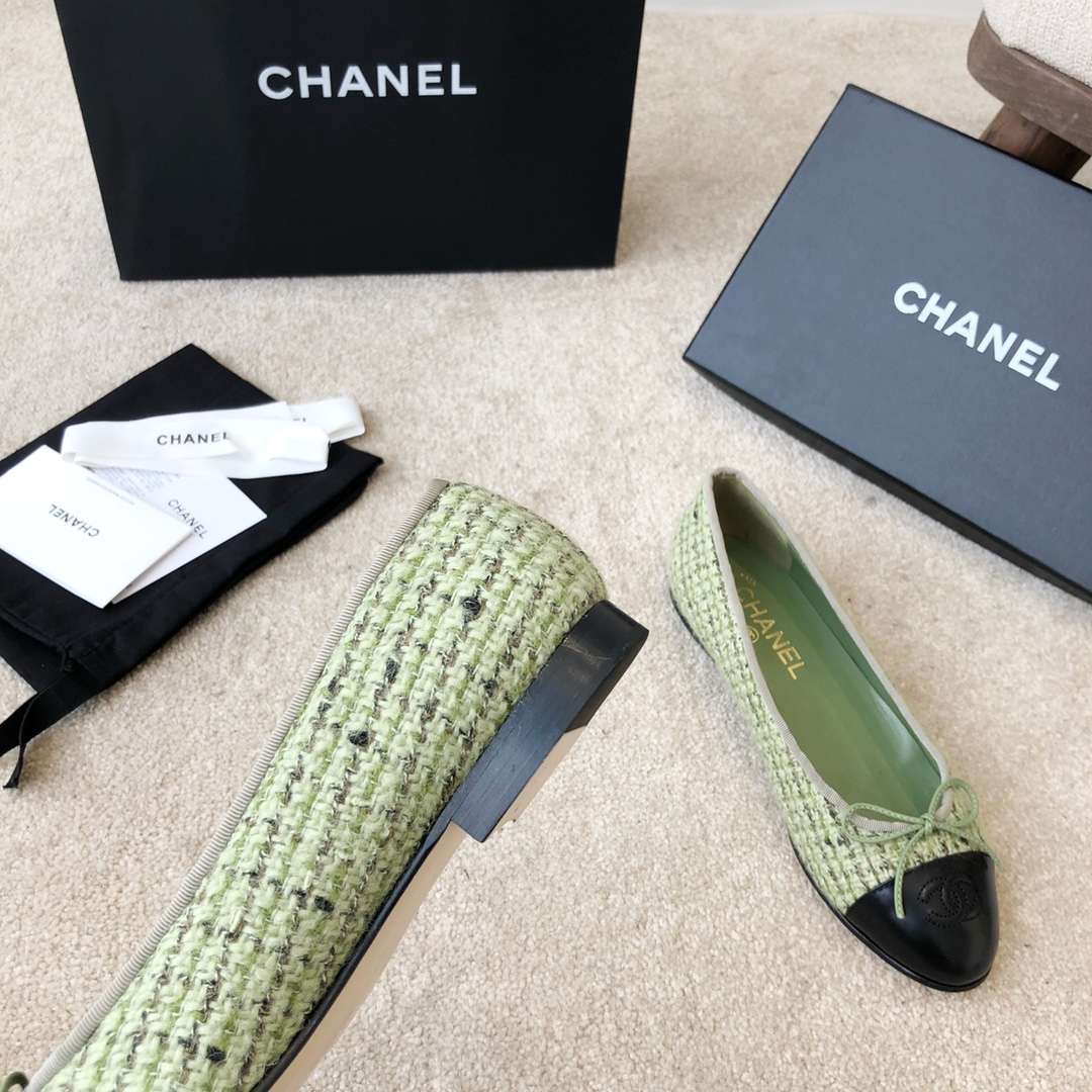 Ch**el Ballet Flats Green For Women