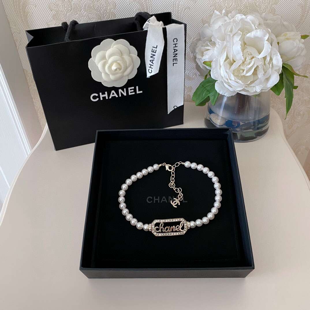 Ch**el Letter Necklace White For Women
