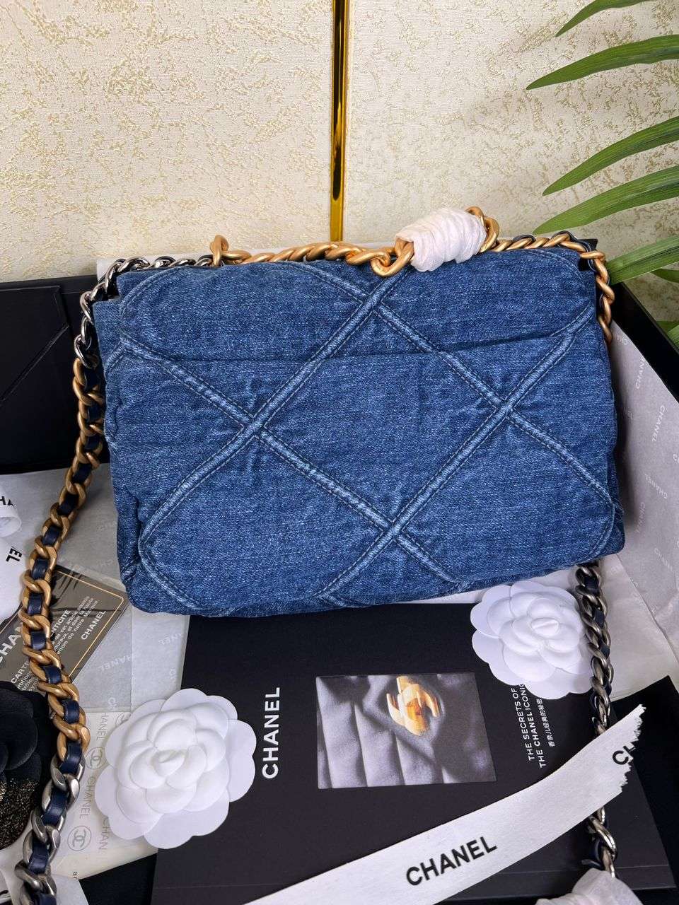 Ch**el 19 Handbag Denim Blue For Women 10.1in/26cm AS1160 B02876 N6832