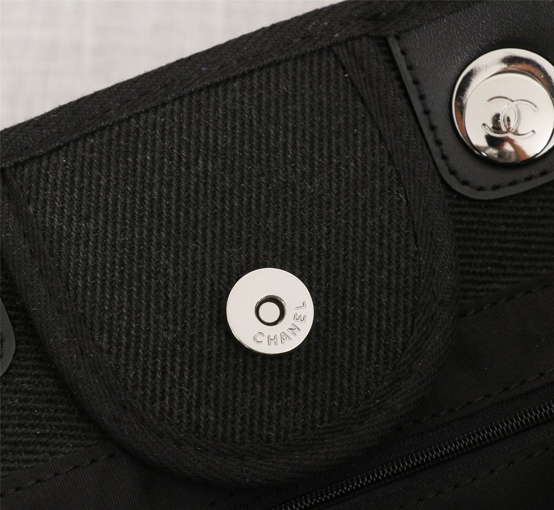 Ch**el Large Deauville Pearl Tote Bag Black For Women 15in/38cm A66941