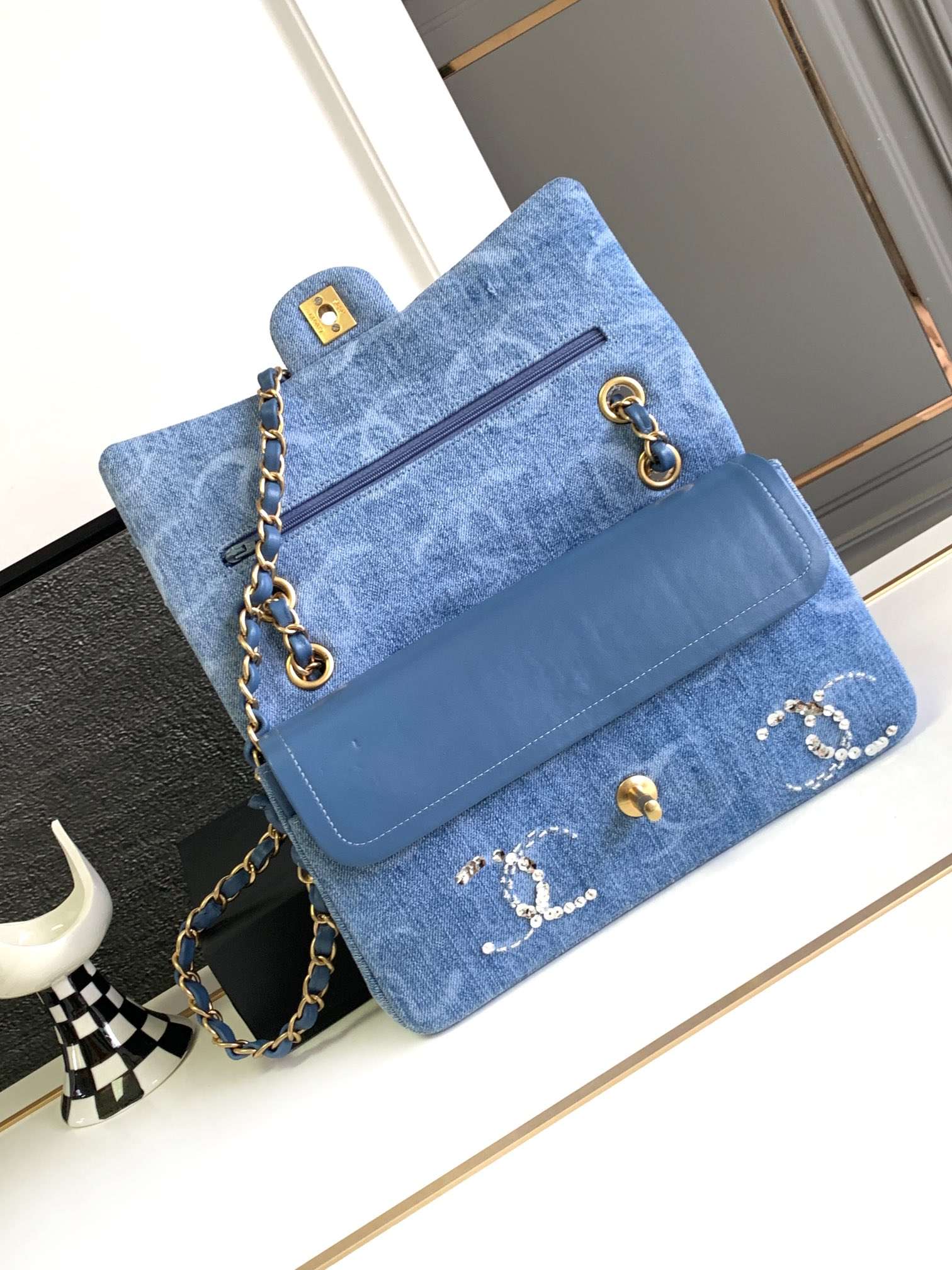 Ch**el Classic Handbags Blue For Women 25.5cm / 9.9in A01112