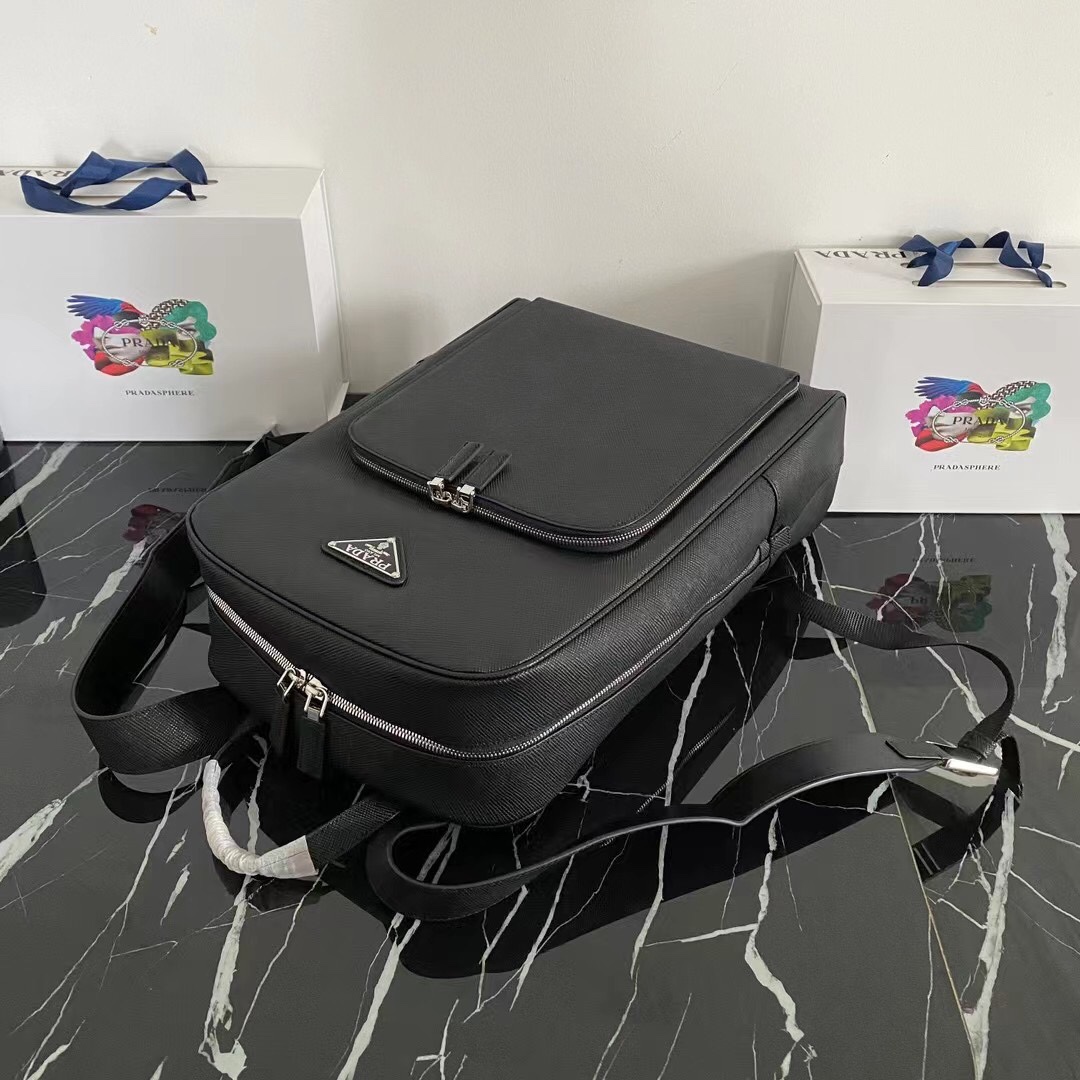Pra*a Saffiano Backpack Black For Men 30cm / 11.8in 2VZ102_2FAD_F0002_V_OOO