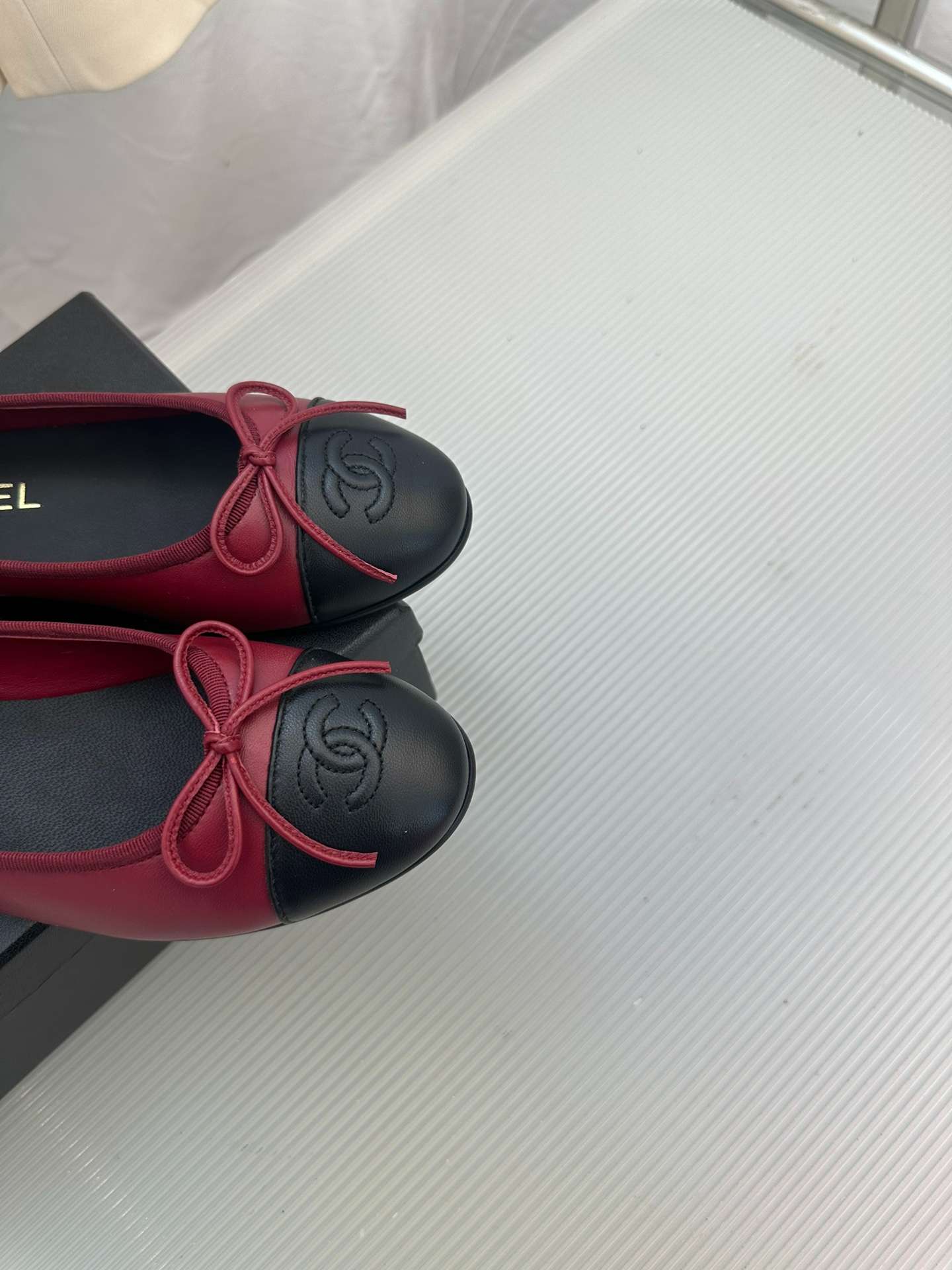 Ch**el Ballerina Logo Ballet Burgundy For Women