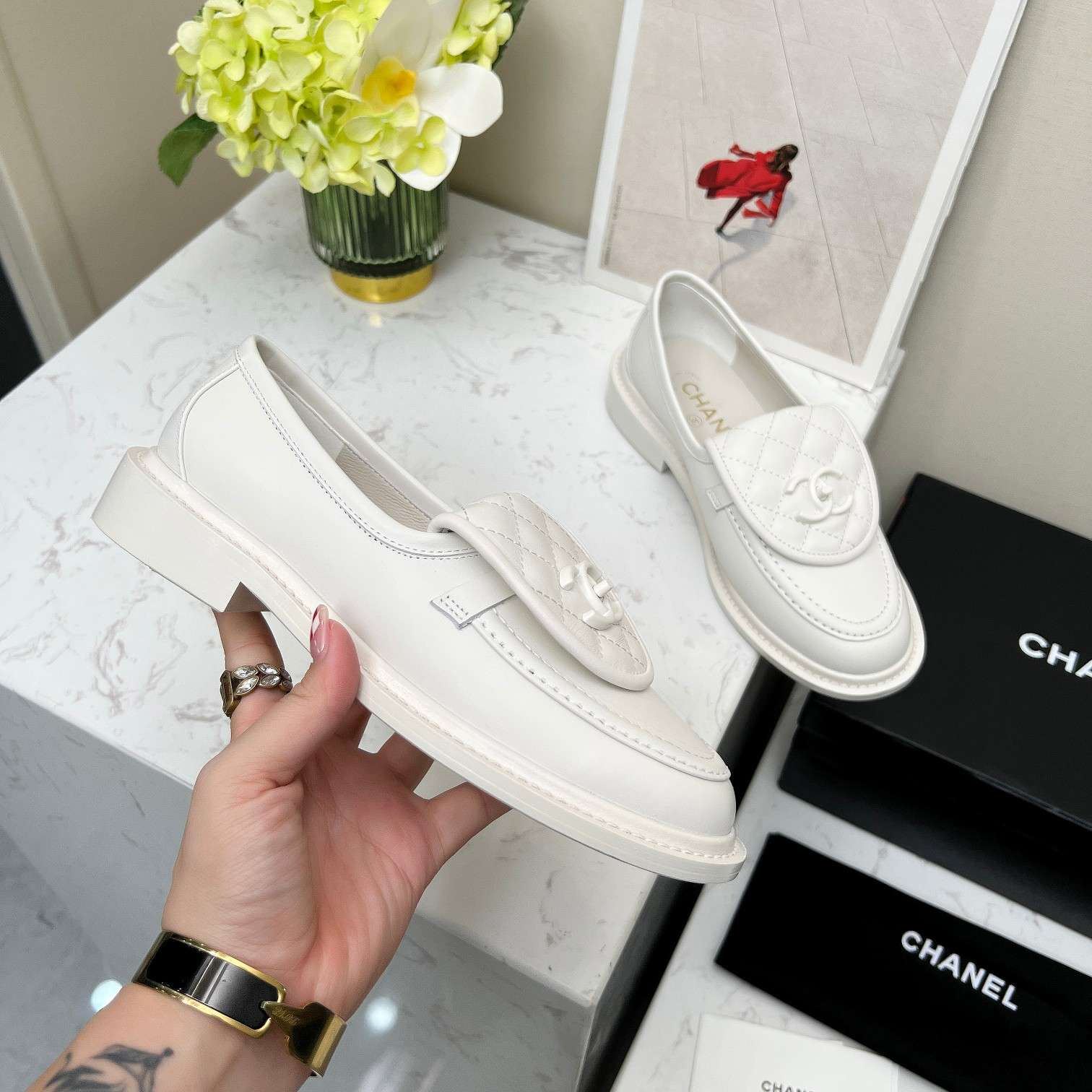 Ch**el Moccasins White For Women
