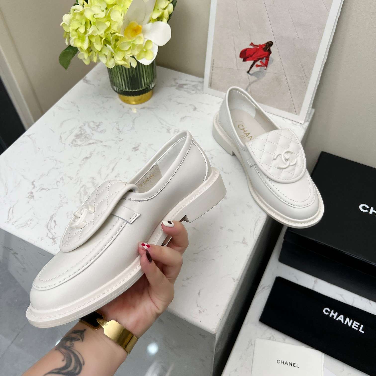 Ch**el Moccasins White For Women
