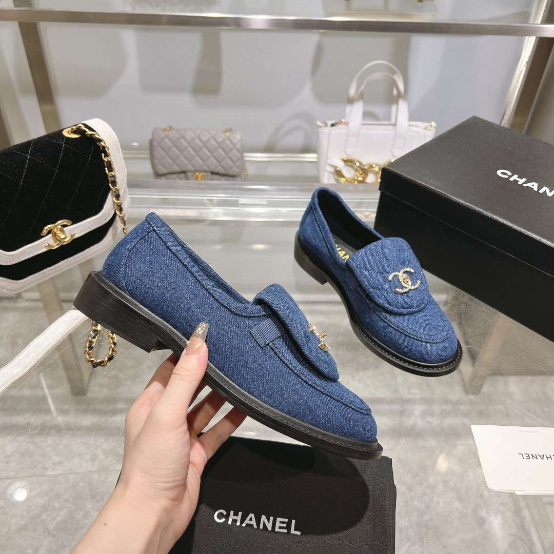 Ch**el Moccasins Navy Blue For Women