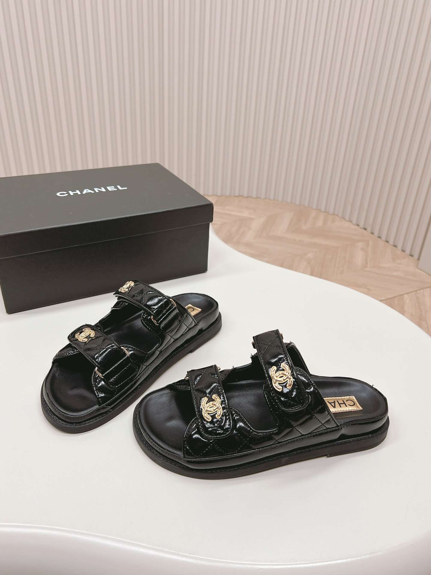 Ch**el Sandals With Ch**el Logo Black For Women