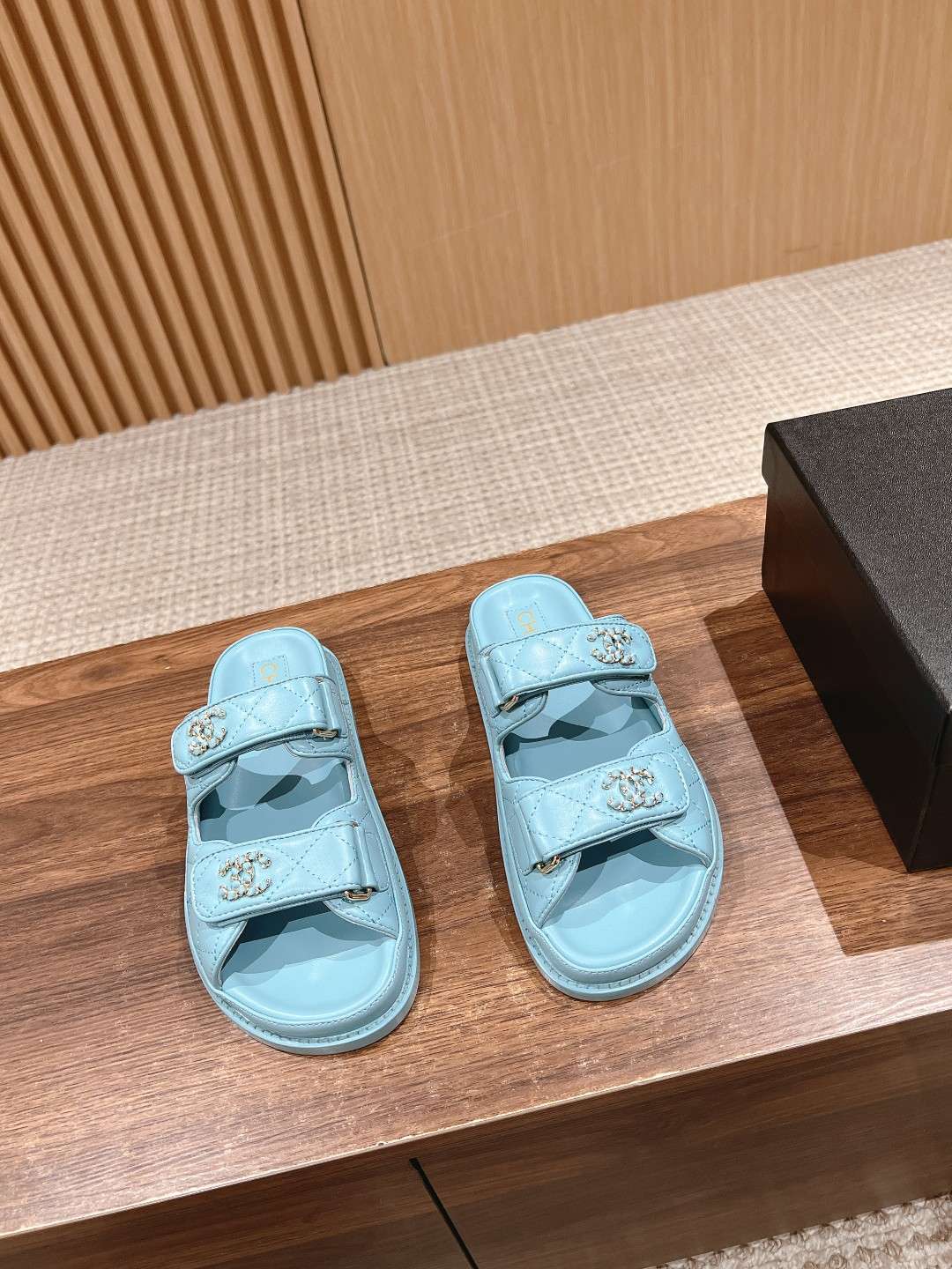 Ch**el Sandals With Ch**el Logo Light Blue For Women