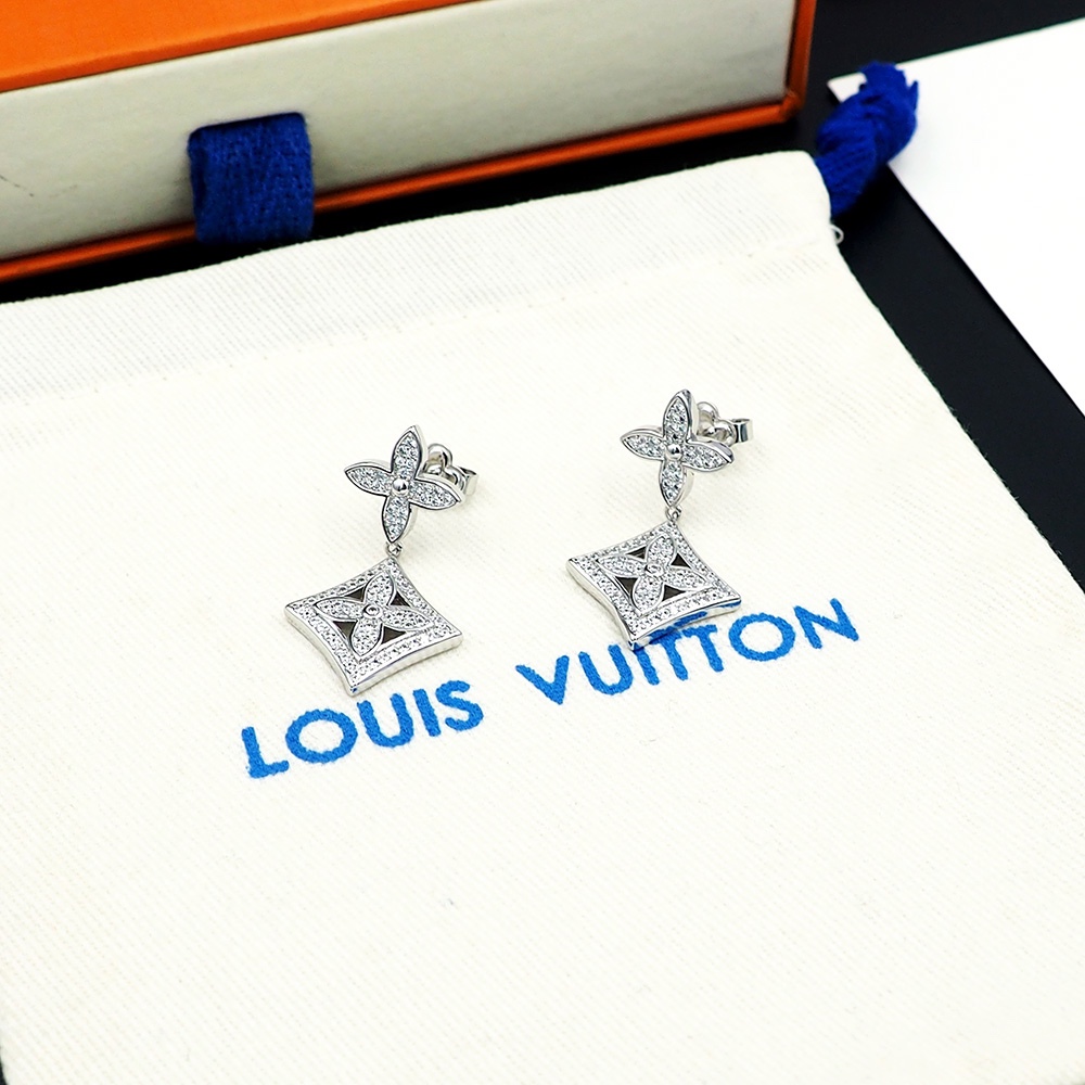 L0vis Vvtt0n D1am0nd Floral Earrings Silver For Women