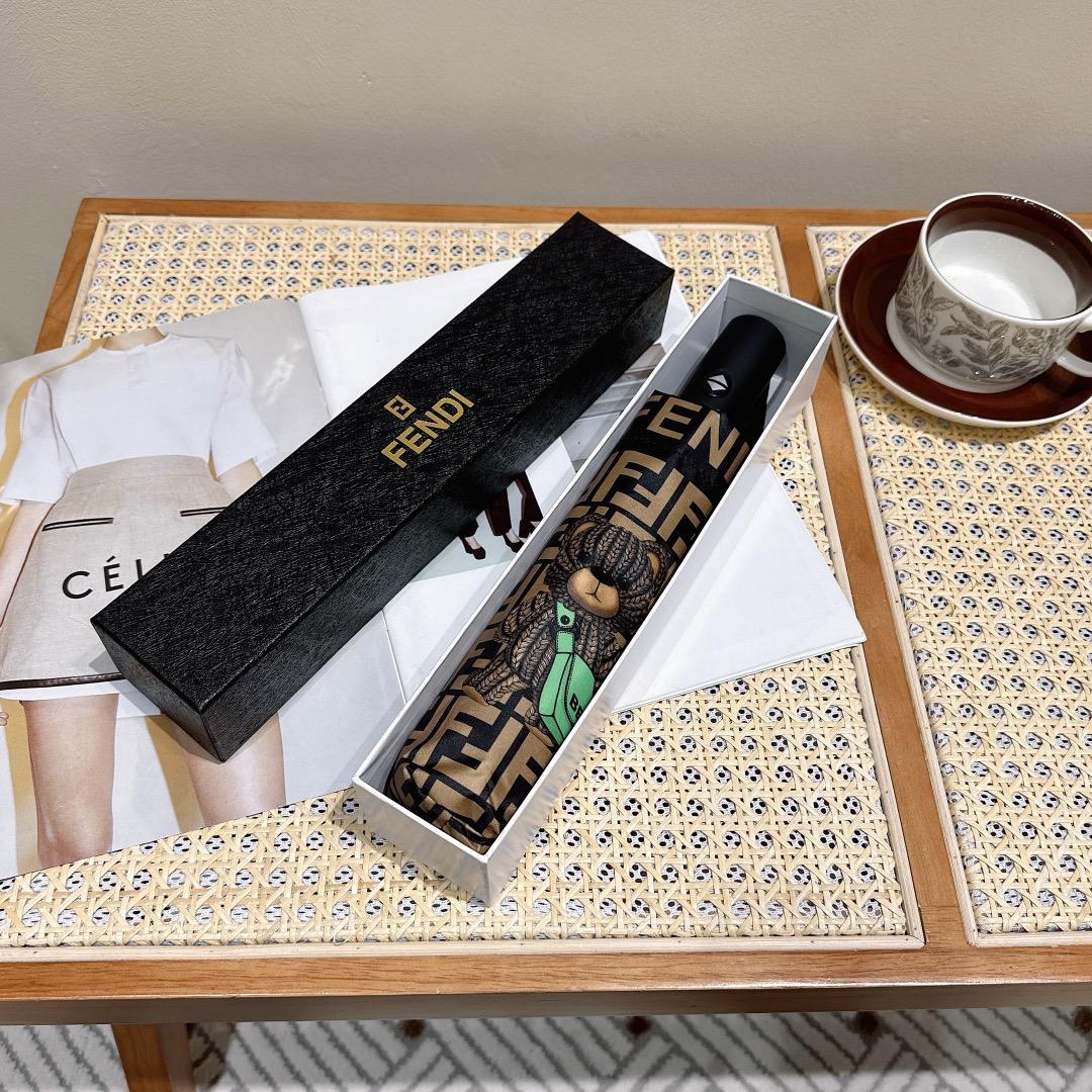 F**di Logo Compact Umbrella Brown