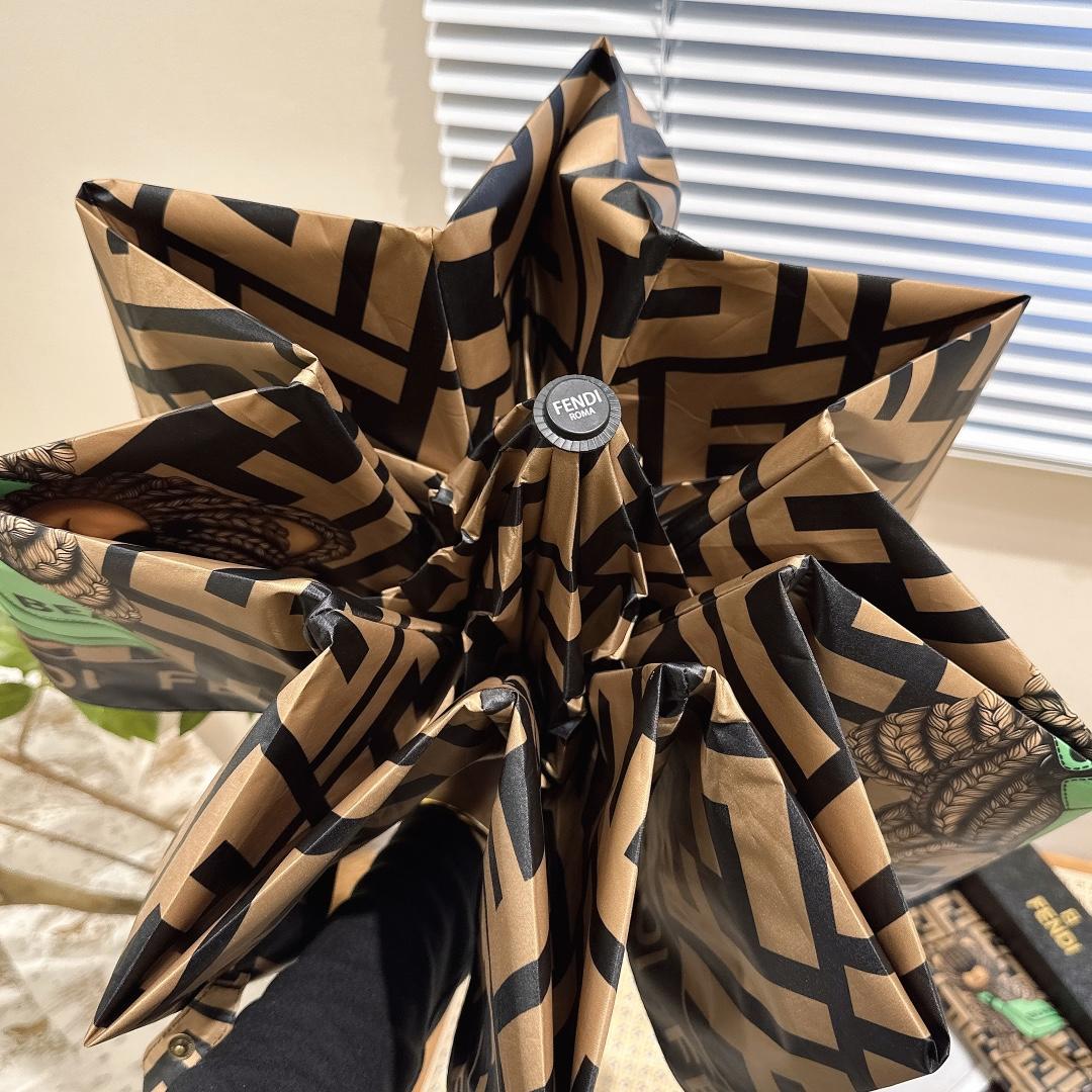 F**di Logo Compact Umbrella Brown