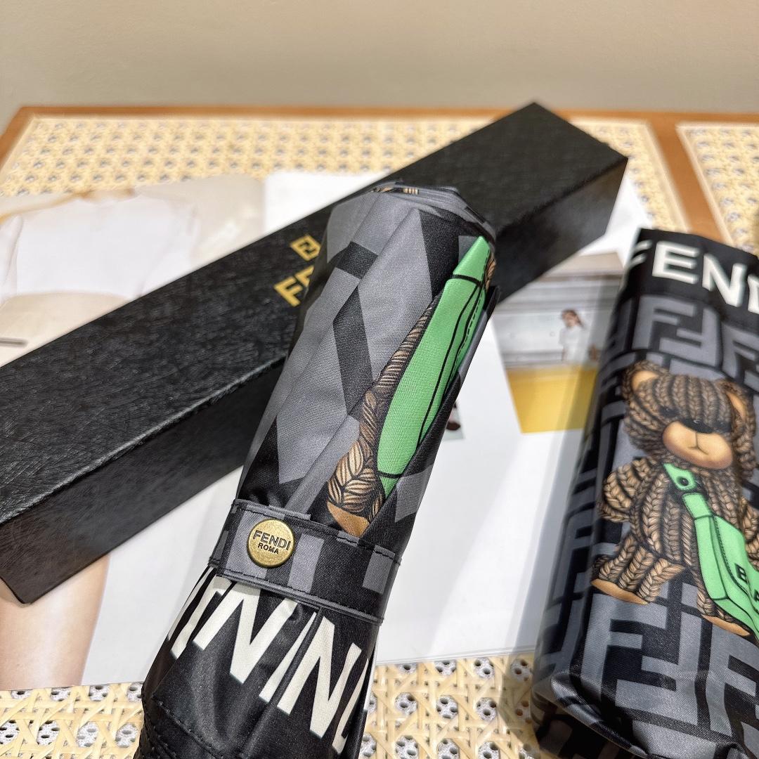 F**di Logo Compact Umbrella Black