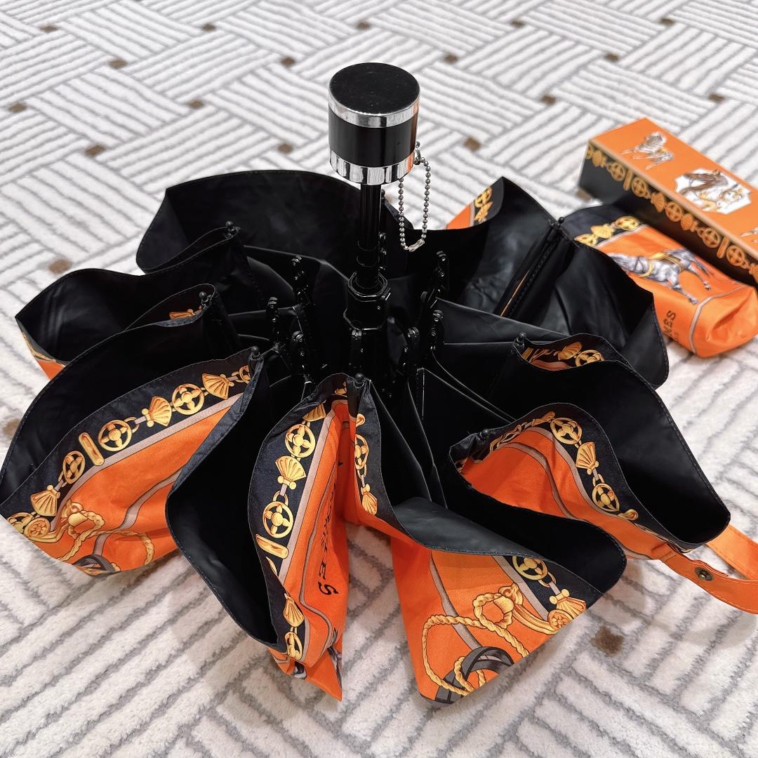 H**me5 Long Umbrella With Horse Motif Orange