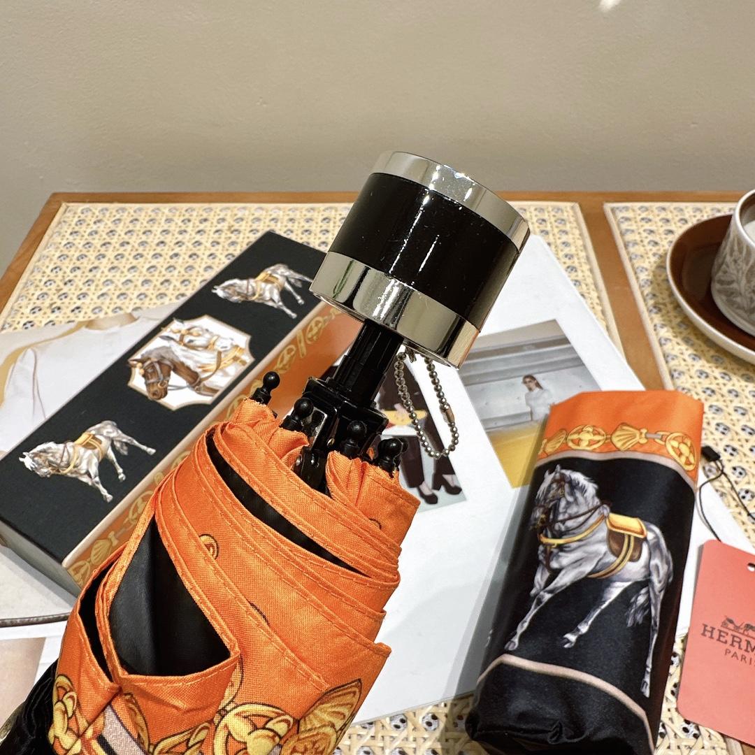 H**me5 Long Umbrella With Horse Motif Black