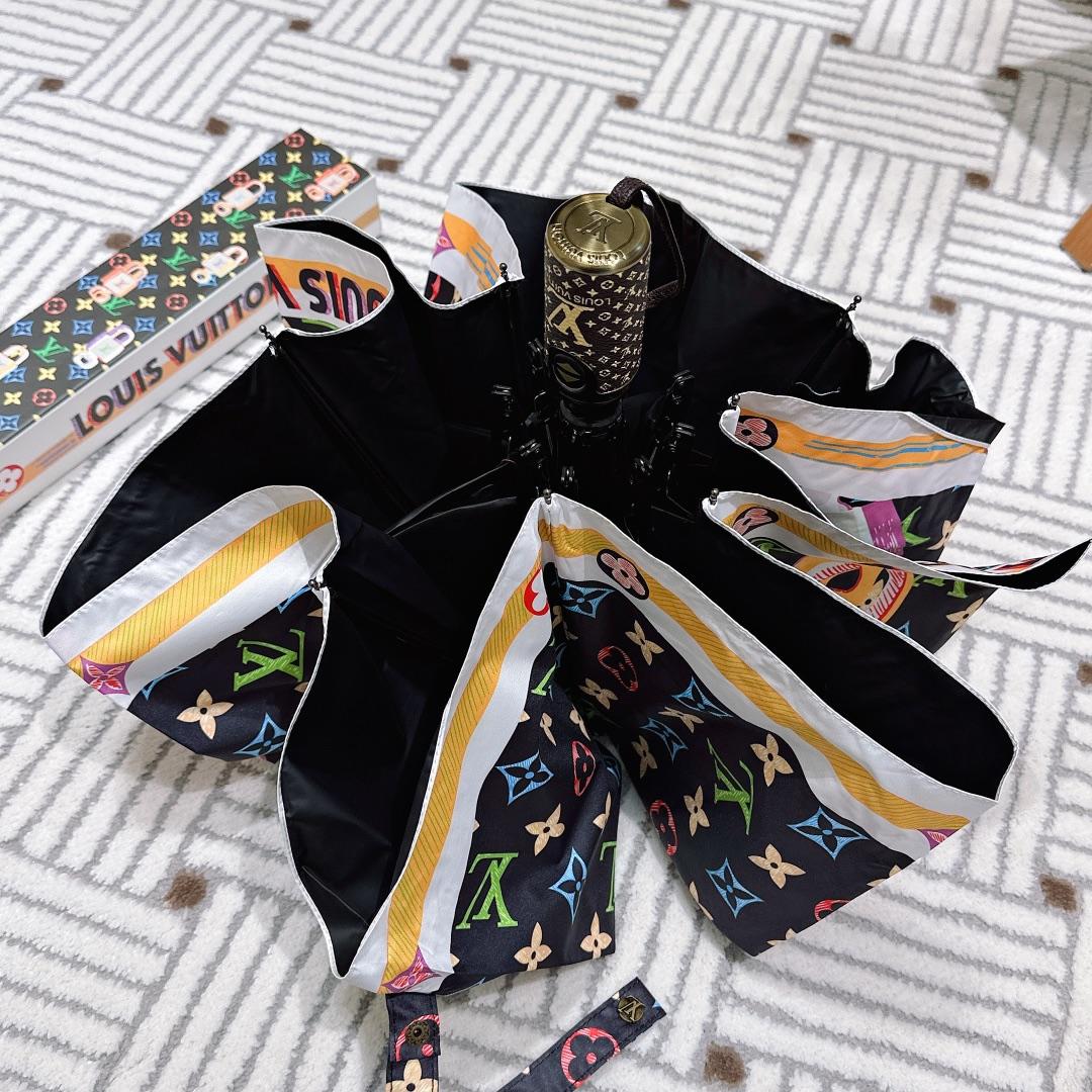 L0vis Vvtt0n Monogram Printed Umbrella Black