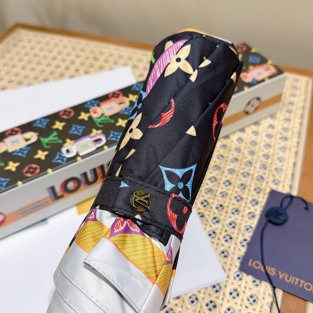 L0vis Vvtt0n Monogram Printed Umbrella Black