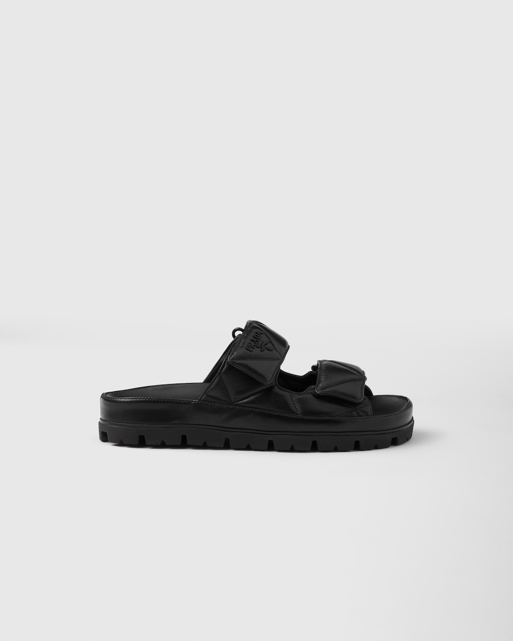 Pra*a Padded Nappa Sandals Black For Women 1XX701_038_F0002_F_020