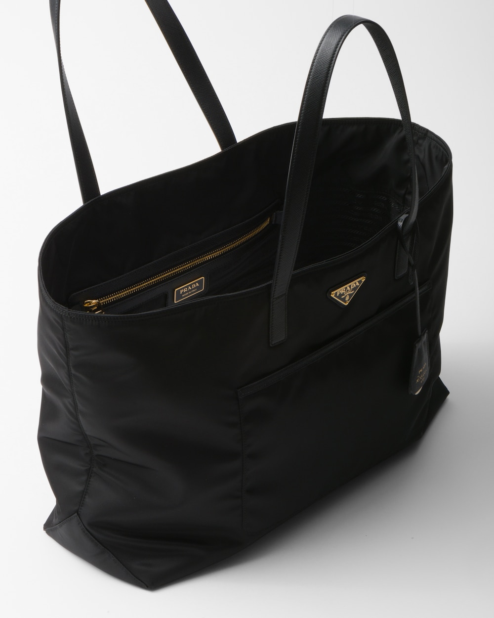 Pra*a Re-Edition 1978 Large Re-Nylon And Saffiano Tote Bag Black For Women 16.9 Inches/ 43 Cm 1BG527_R064_F0002_V_OOO