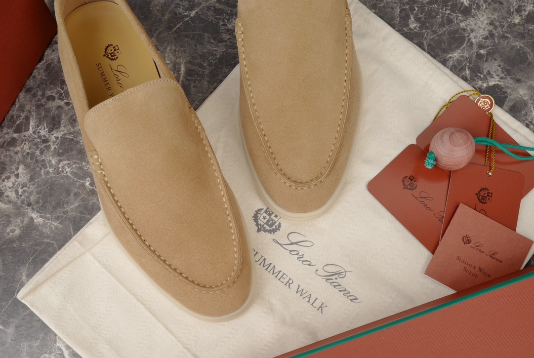 L0r0 P1ana Summer Walk Loafers Light Wood Smoke For Men FAE8124_H755