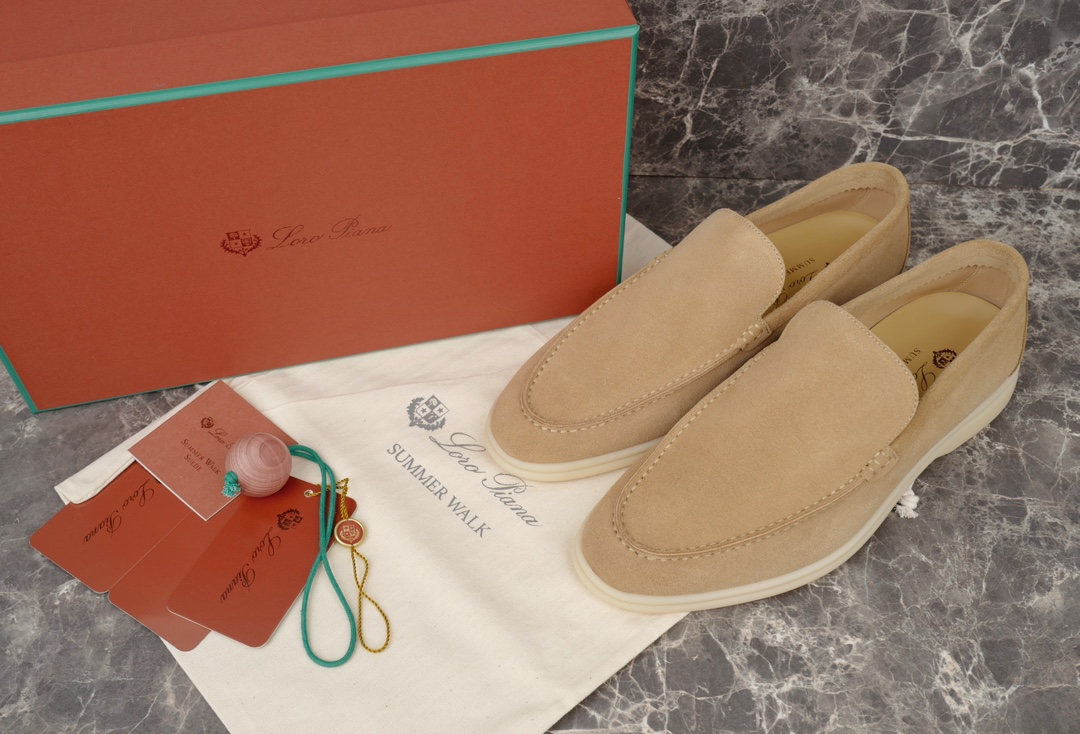 L0r0 P1ana Summer Walk Loafers Light Wood Smoke For Men FAE8124_H755