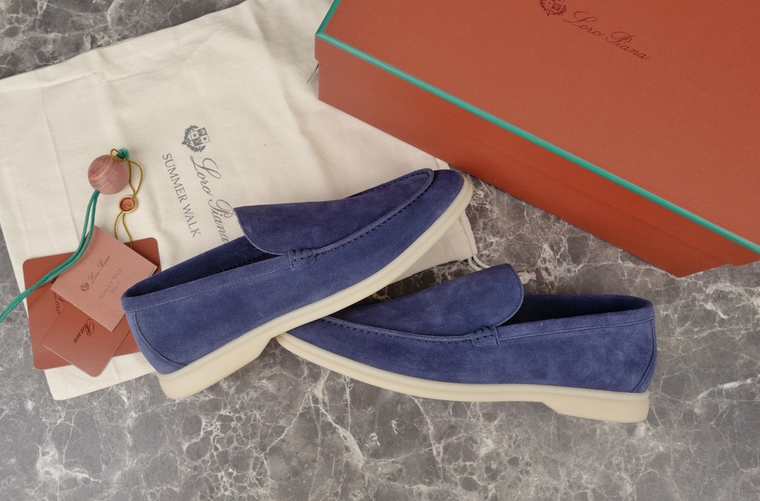 L0r0 P1ana Summer Walk Loafers Blue For Men FAE8124