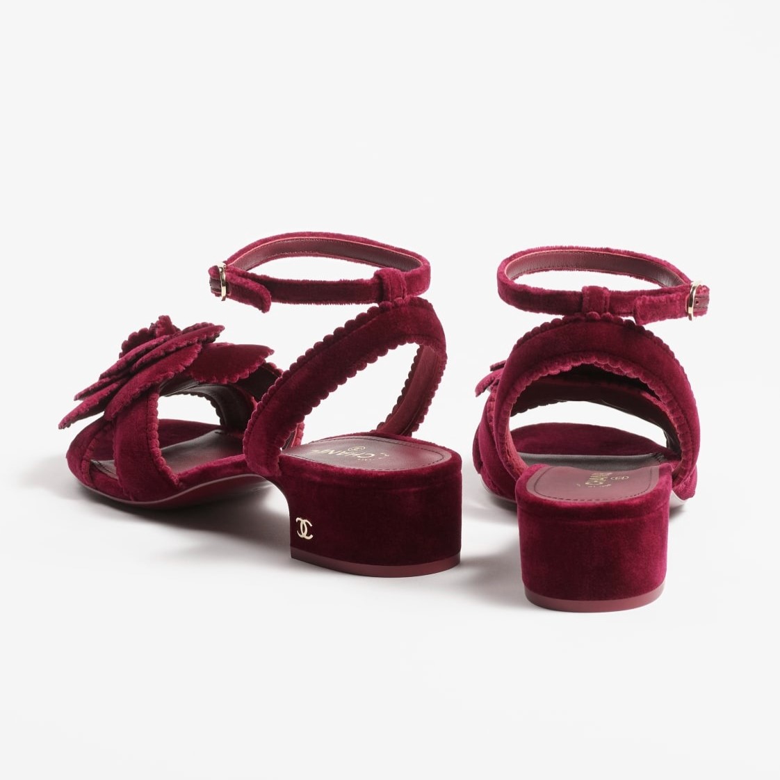 Ch**el Sandals Velvet Burgundy For Women G45928 B17944 NZP34