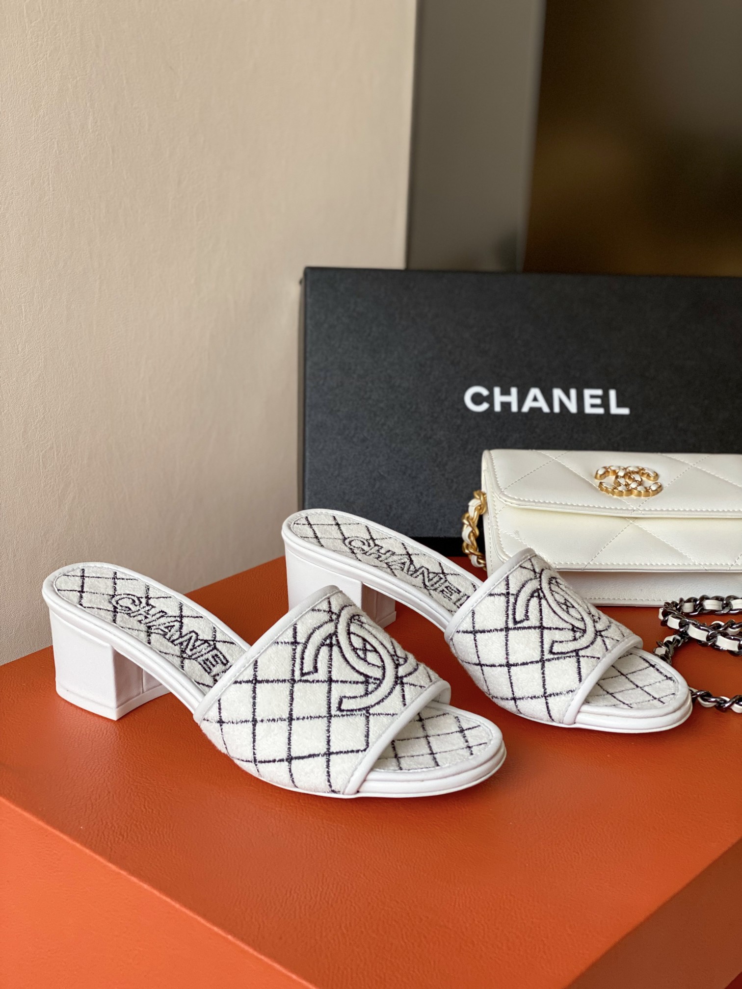 Ch**el Sandals White For Women 1.77in/4.5cm