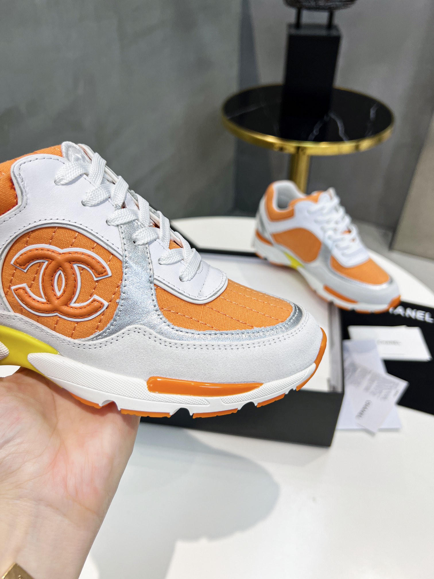 Ch**el Sneakers Orange For Women