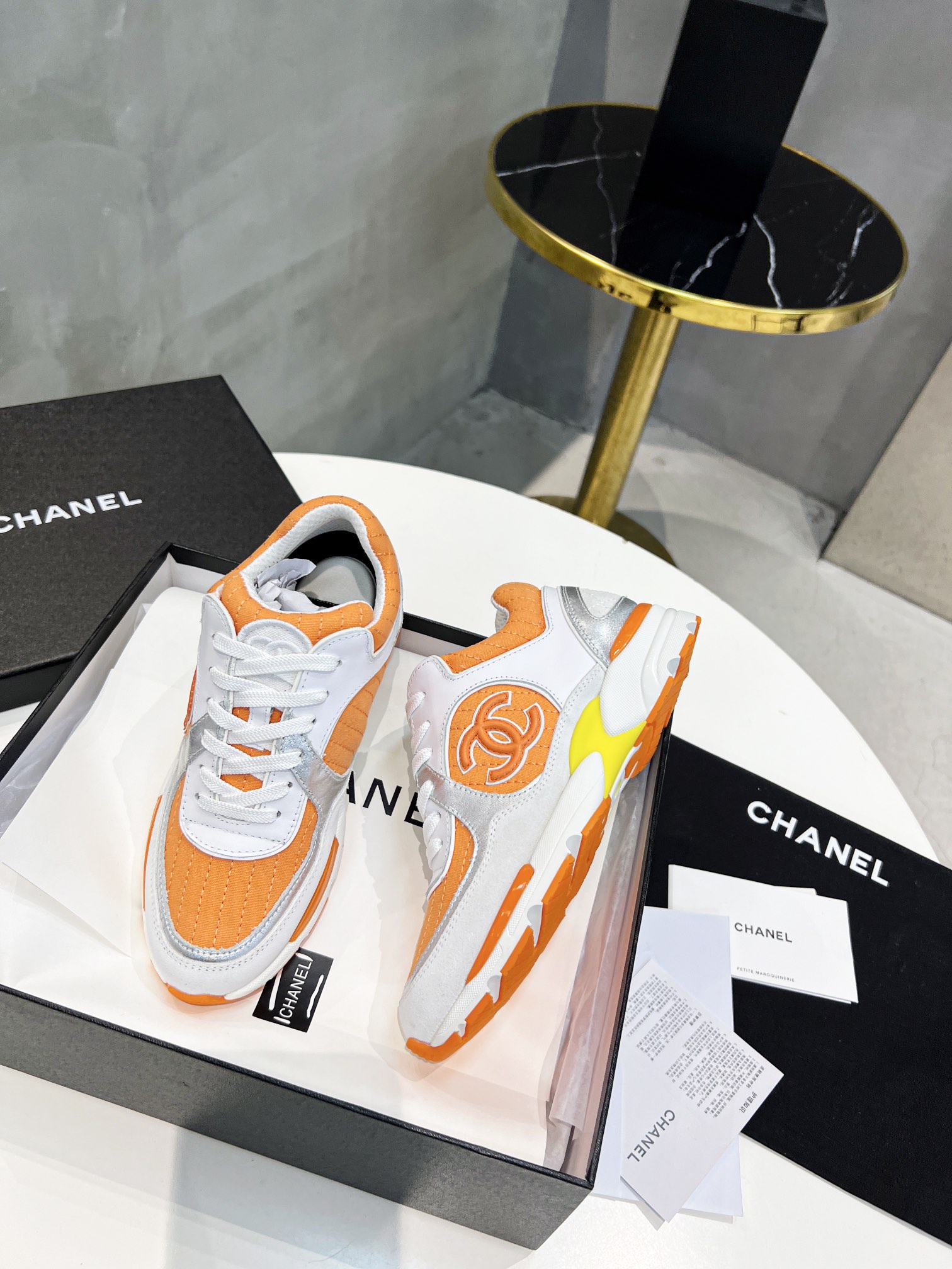 Ch**el Sneakers Orange For Women