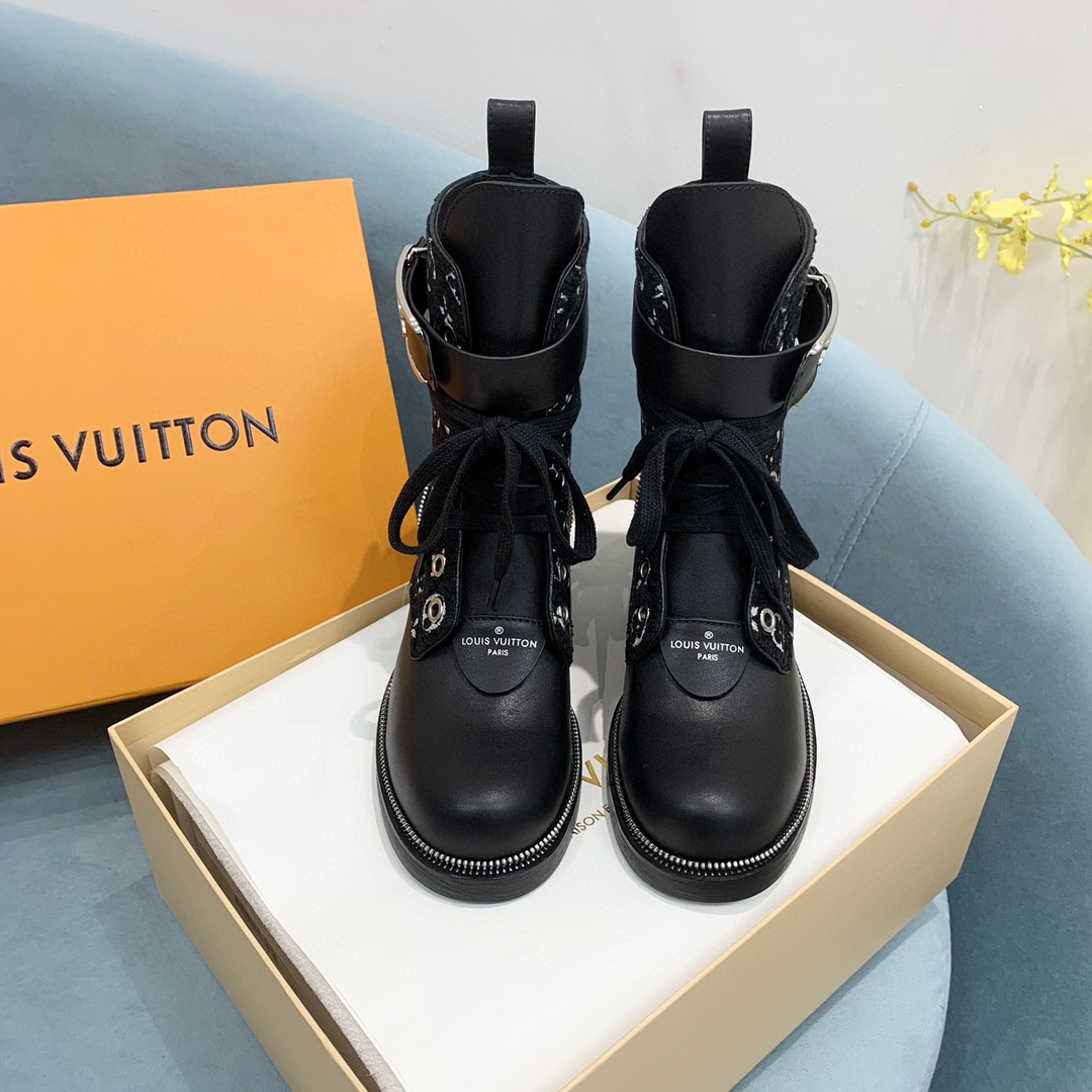 L0vis Vvtt0n Metropolis Flat Ranger Boots Black For Women